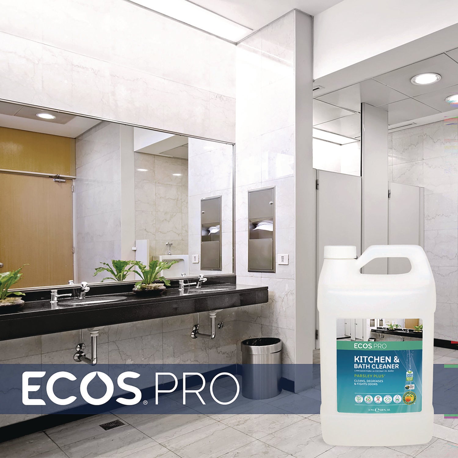 ECOS® PRO Parsley Plus All-Purpose Kitchen and Bathroom Cleaner, Herbal Scent, 1 gal Bottle, 4/Carton