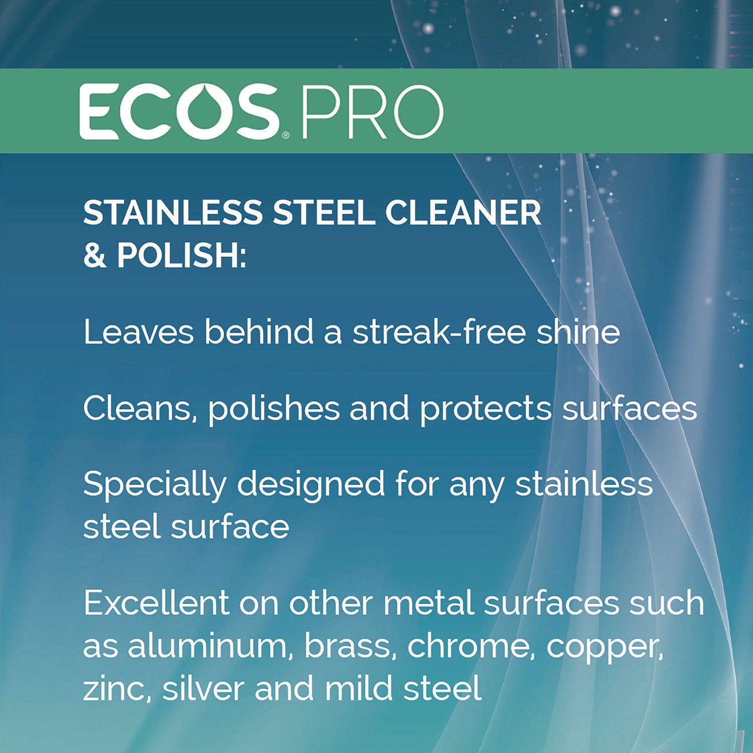 ECOS® PRO Stainless Steel Cleaner and Polish, Free and Clear Scent, 32 oz Spray Bottle, 6/Carton