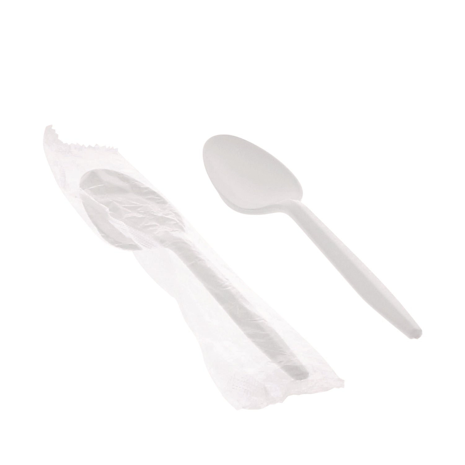 Pactiv Evergreen Fieldware Cutlery, Individually Wrapped, Mediumweight Spoon, Plastic, White, 1,000/Carton