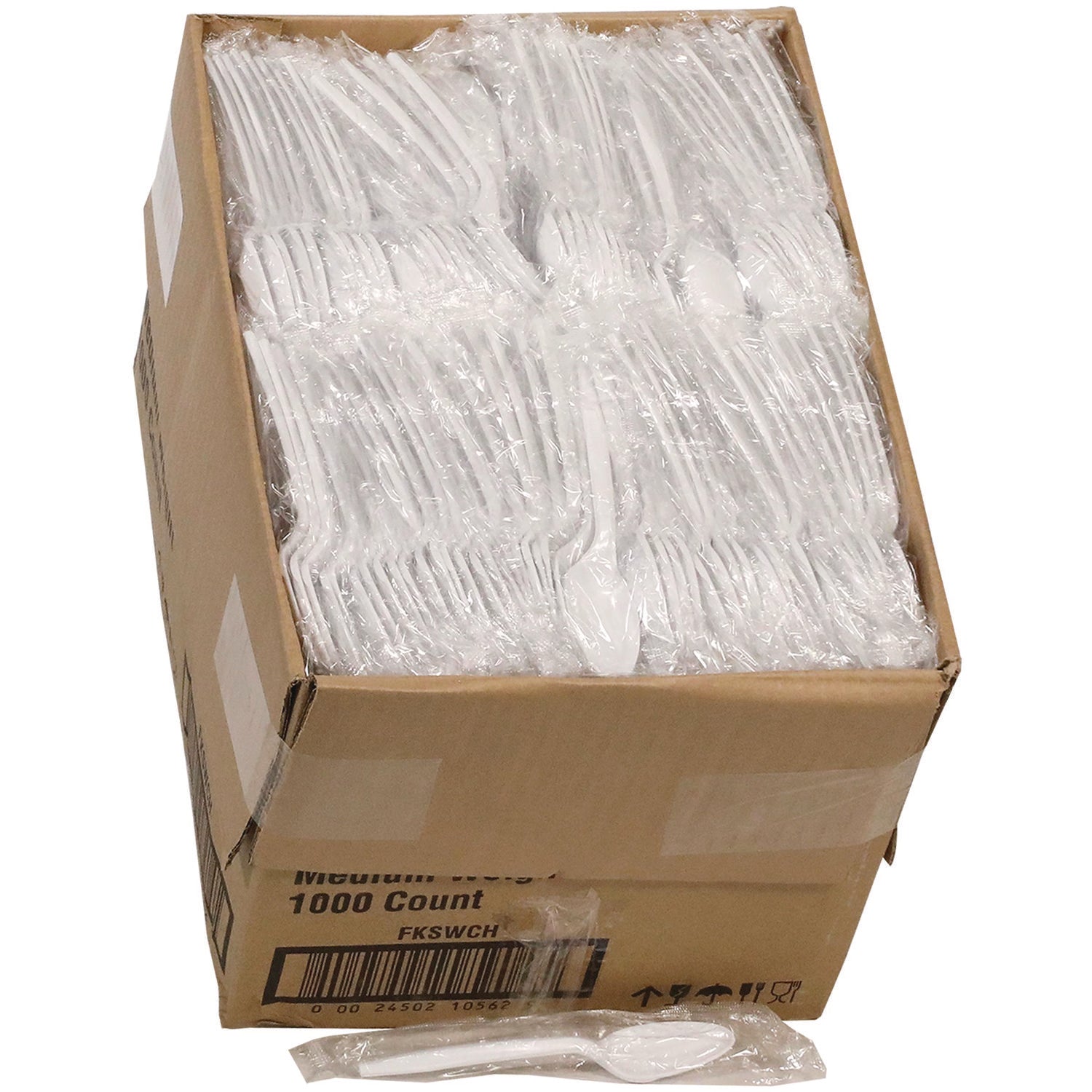 Pactiv Evergreen Fieldware Cutlery, Individually Wrapped, Mediumweight Spoon, Plastic, White, 1,000/Carton