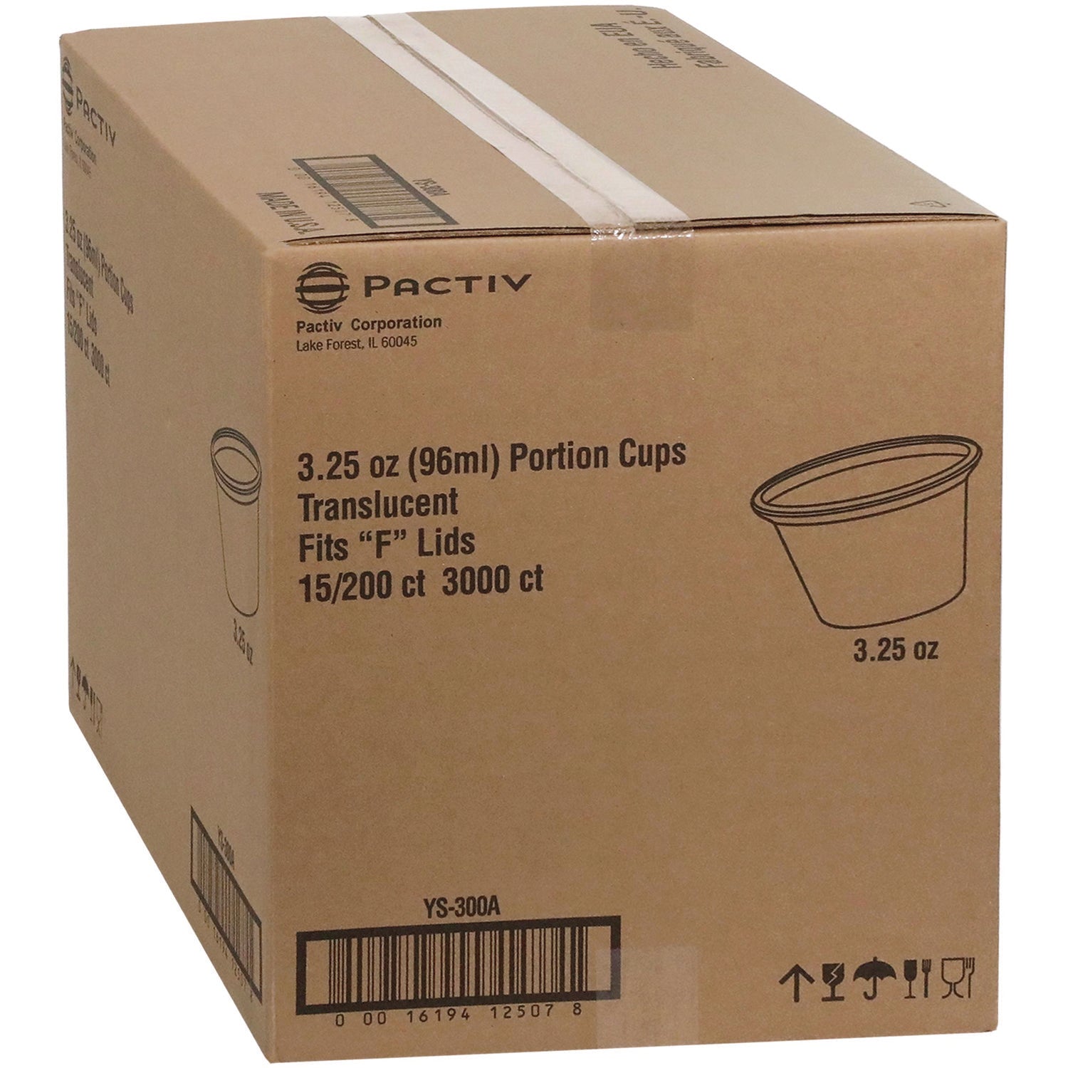 Pactiv Evergreen Plastic Portion Cup, 3.25 oz, Translucent, 3,000/Carton