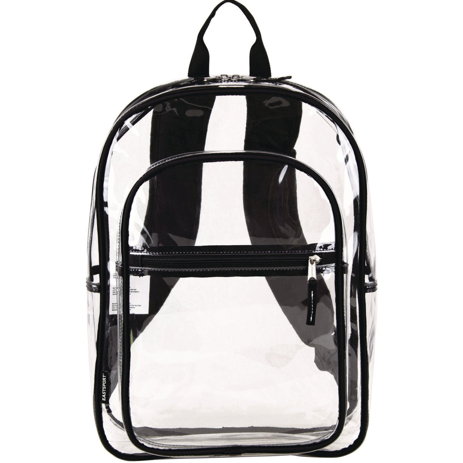 Eastsport® Clear with Color Trim Backpack, 11.5" x 5" x 16.5", Clear/Black