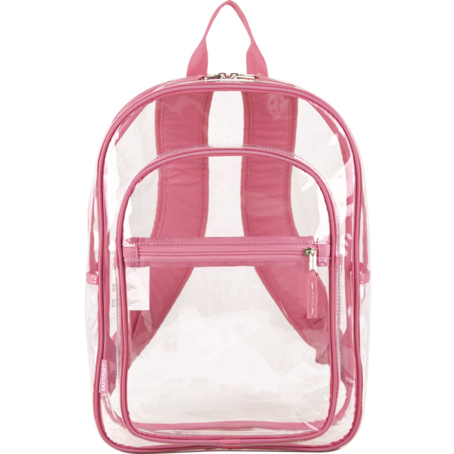 Eastsport® Clear with Color Trim Backpack, 11.5" x 5" x 16.5", Clear/Pink