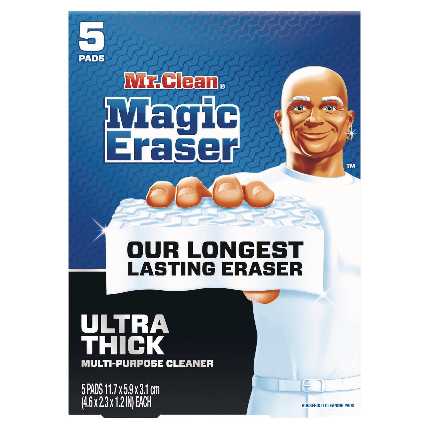 Mr. Clean® Magic Eraser, Ultra-Thick, 4.6" x 2.3", 1.2" Thick, White, 5/Pack, 2 Packs/Carton
