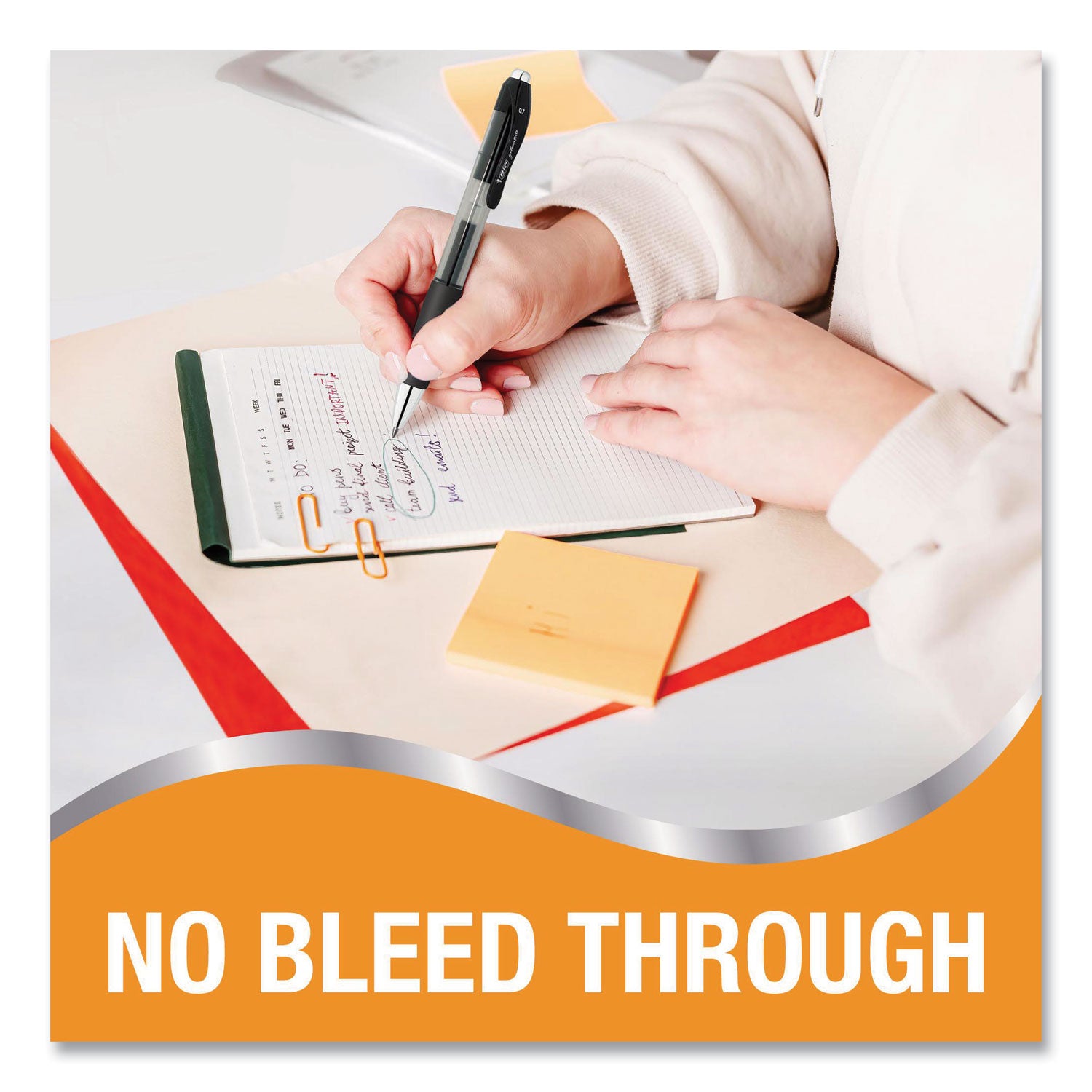 BIC® Gel-ocity Pro Quick Dry Gel Pen, Retractable, Medium 0.7 mm, Black Ink, Black/Clear Barrel, 12/Pack