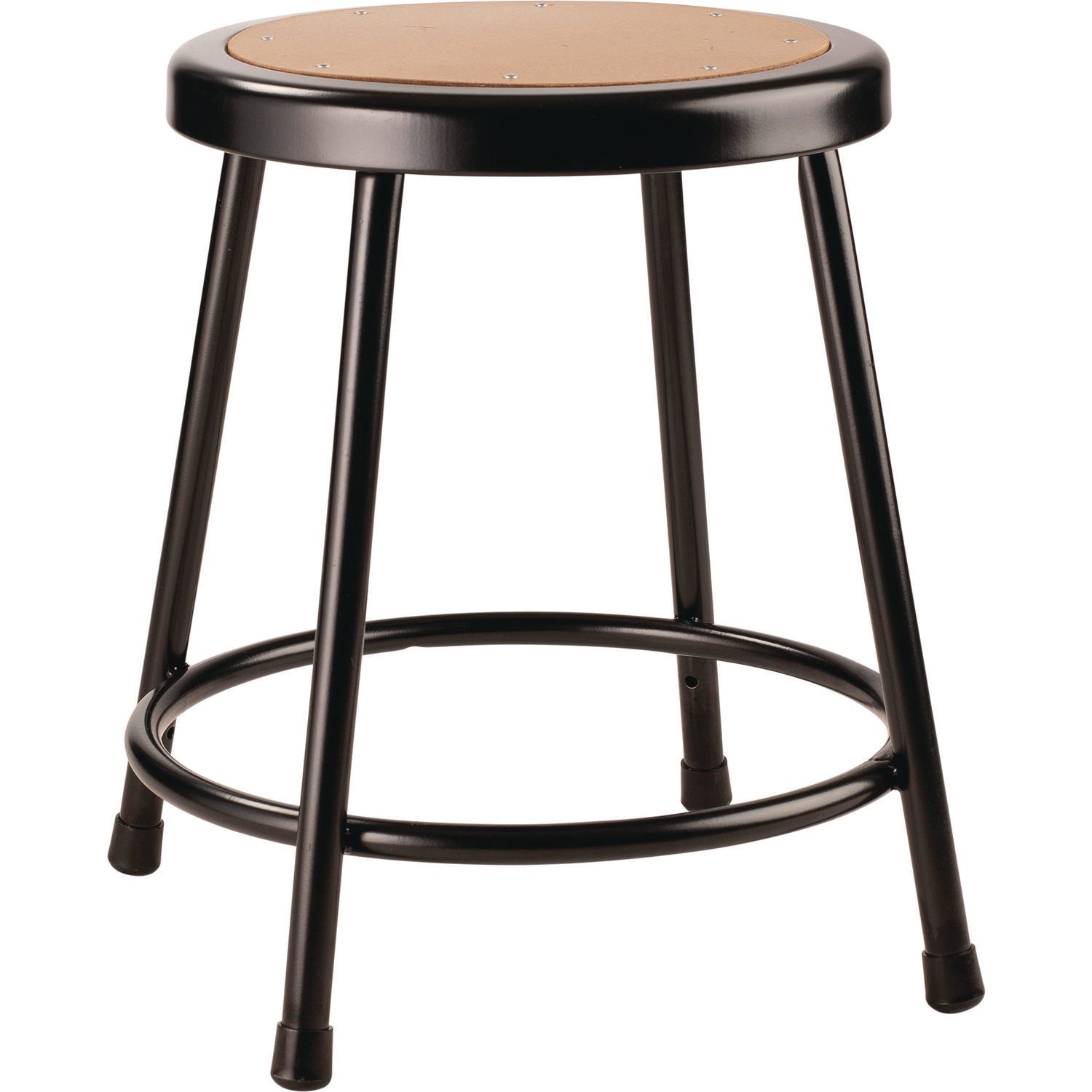 NPS® 6200 Series Heavy Duty Steel Stool, Backless, Supports Up to 500 lb, 18" Seat Height, Brown Seat, Black Base