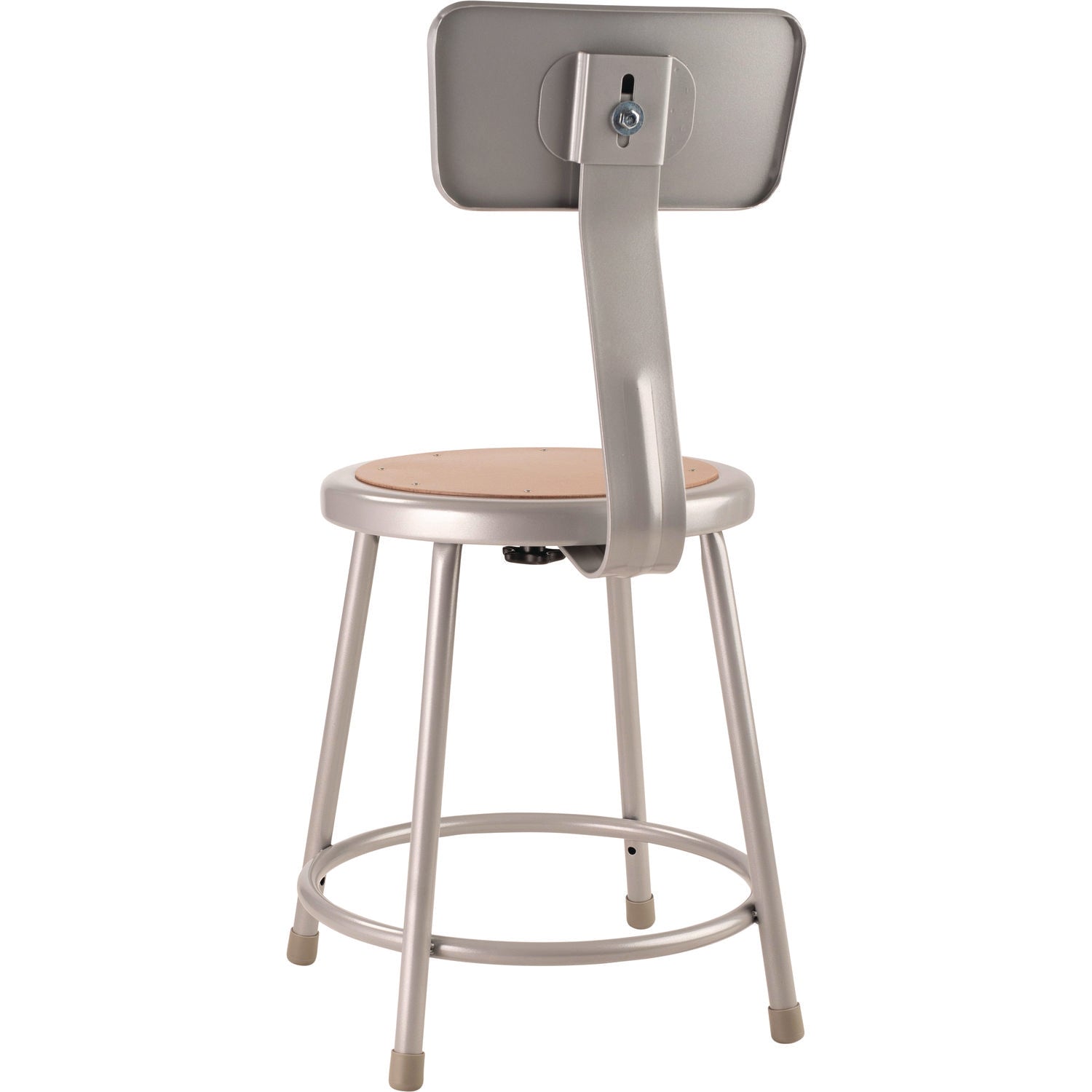 NPS® 6200 Series Heavy Duty Steel Stool With Backrest, Supports Up to 500 lb, 18" Seat Height, Brown Seat, Gray Back/Base