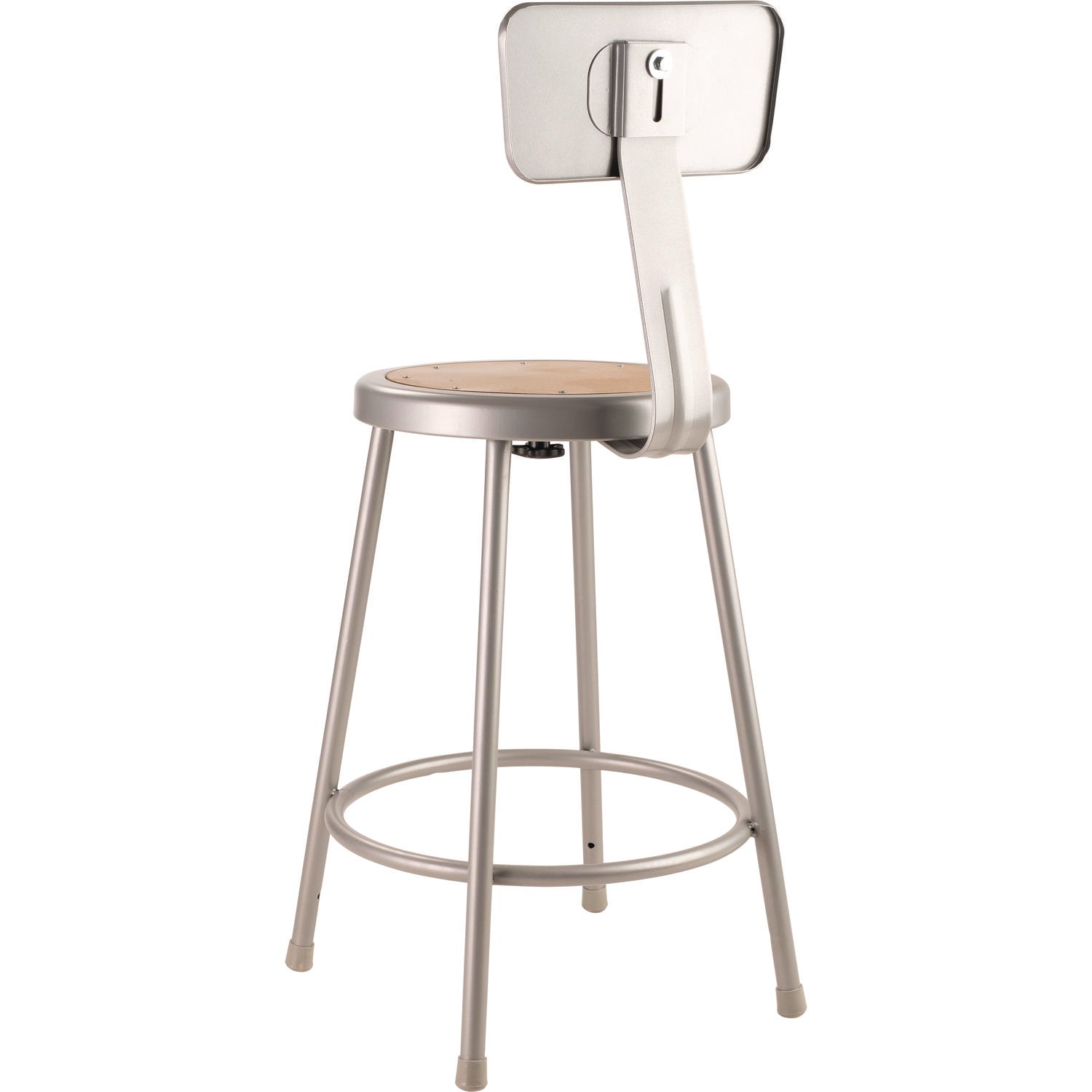 NPS® 6200 Series Heavy Duty Steel Stool With Backrest, Supports Up to 500 lb, 24" Seat Height, Brown Seat, Gray Back/Base