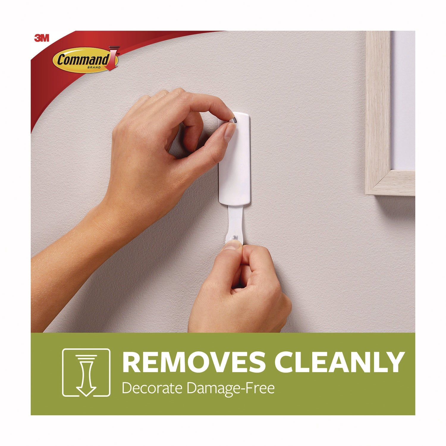 Command™ Sawtooth Picture Hanger, One Hanger, Two Strips, White, Supports 4 lbs