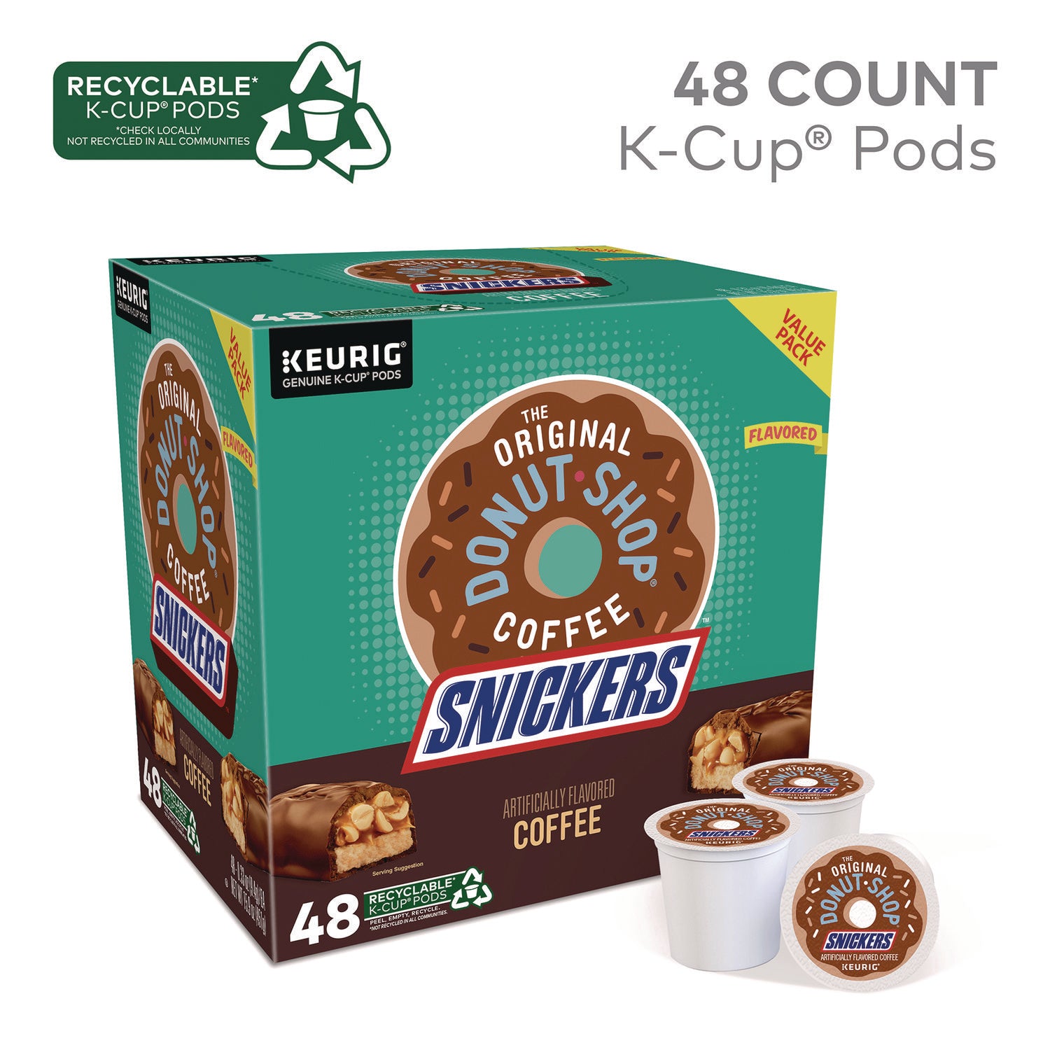 The Original Donut Shop® SNICKERS Flavored Coffee K-Cups, 48/Box