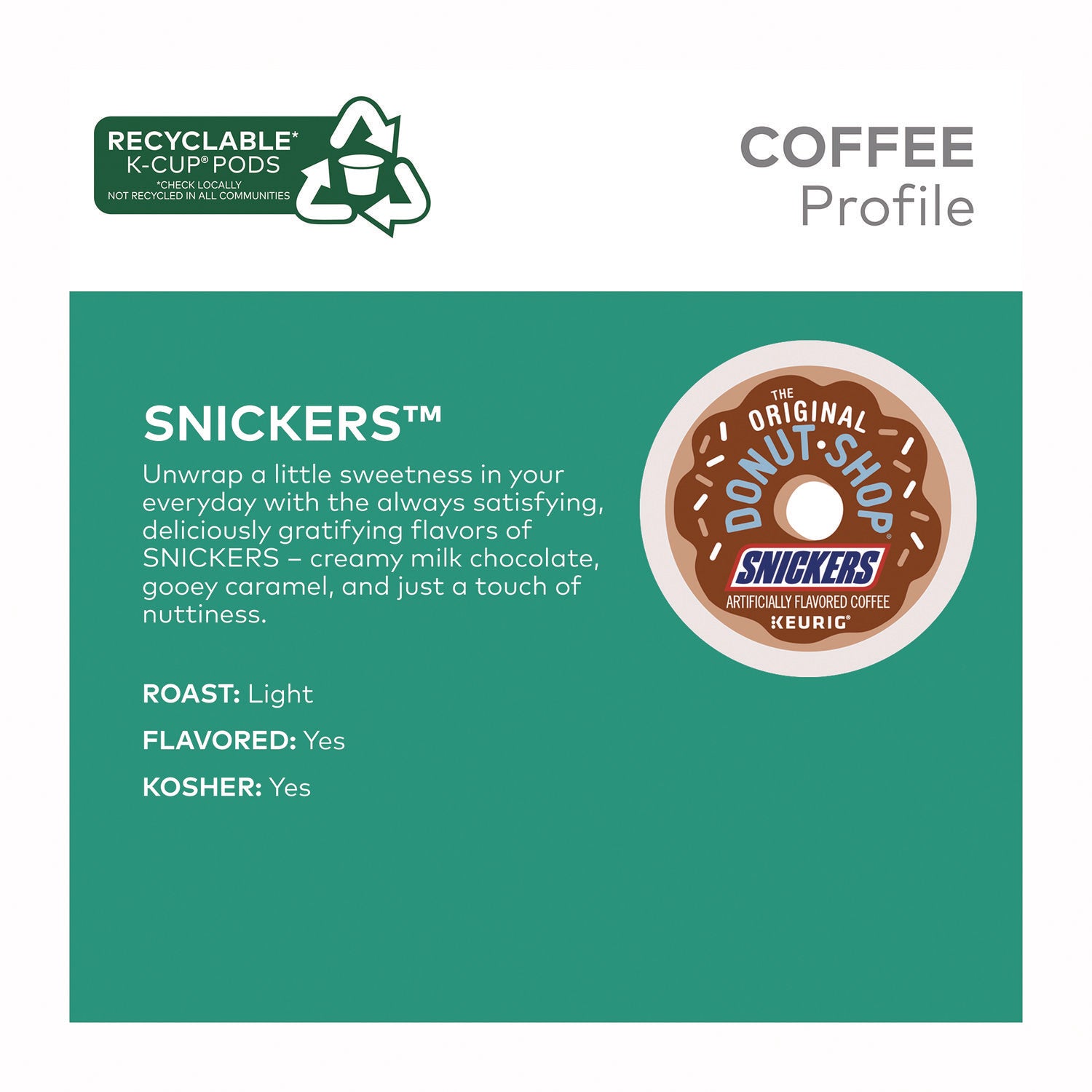 The Original Donut Shop® SNICKERS Flavored Coffee K-Cups, 48/Box
