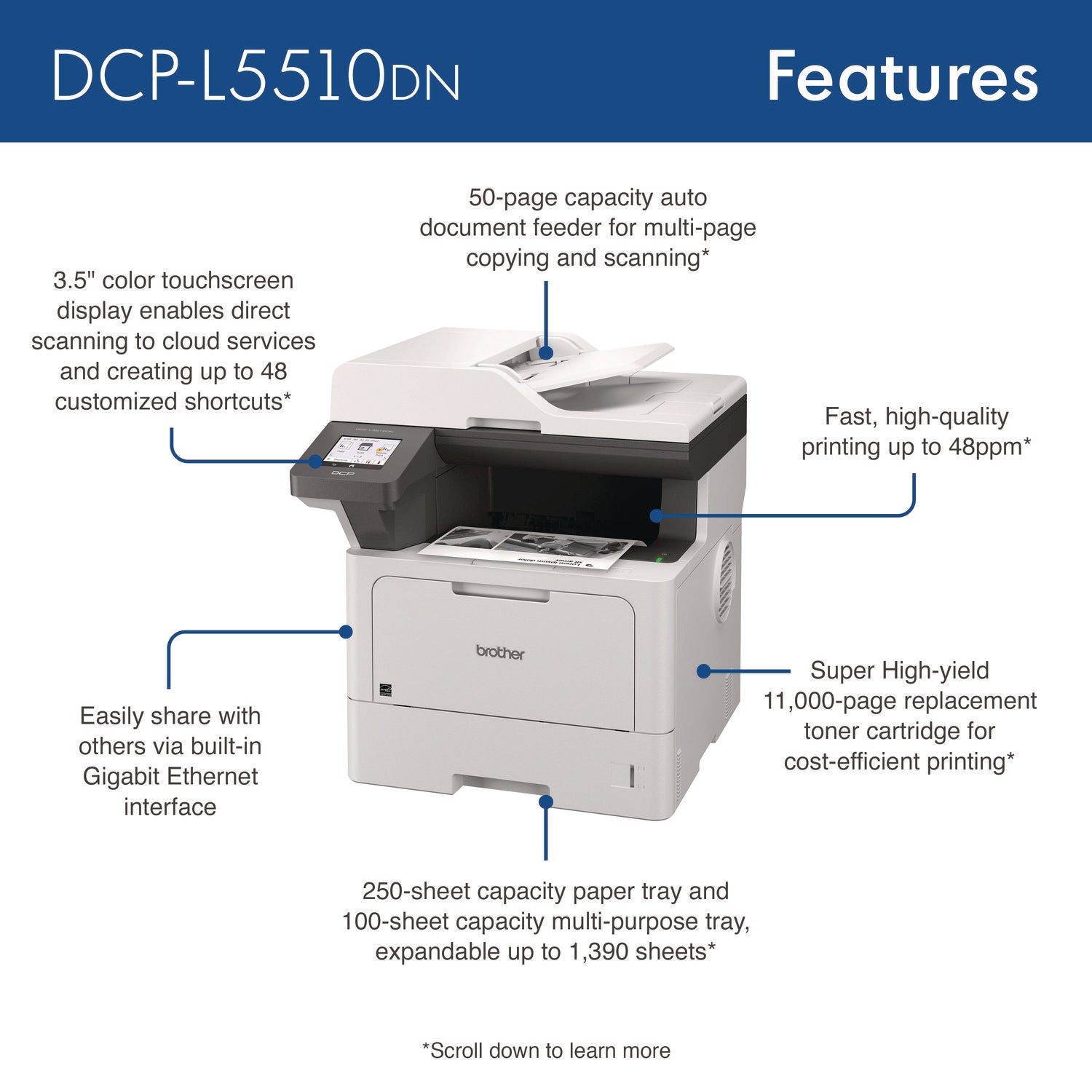 Brother DCP-L5510DN Business Laser AIO Printer, Copy, Print, Scan