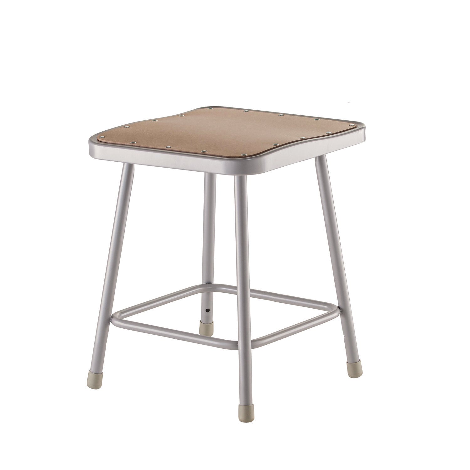 NPS® 6300 Series Heavy Duty Square Seat Steel Stool, Backless, Supports Up to 500 lb, 17.5" Seat Height, Brown Seat, Gray Base