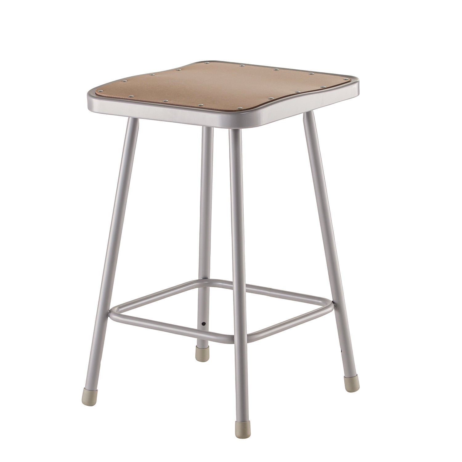 NPS® 6300 Series Heavy Duty Square Seat Steel Stool, Backless, Supports Up to 500 lb, 23.25" Seat Height, Brown Seat, Gray Base