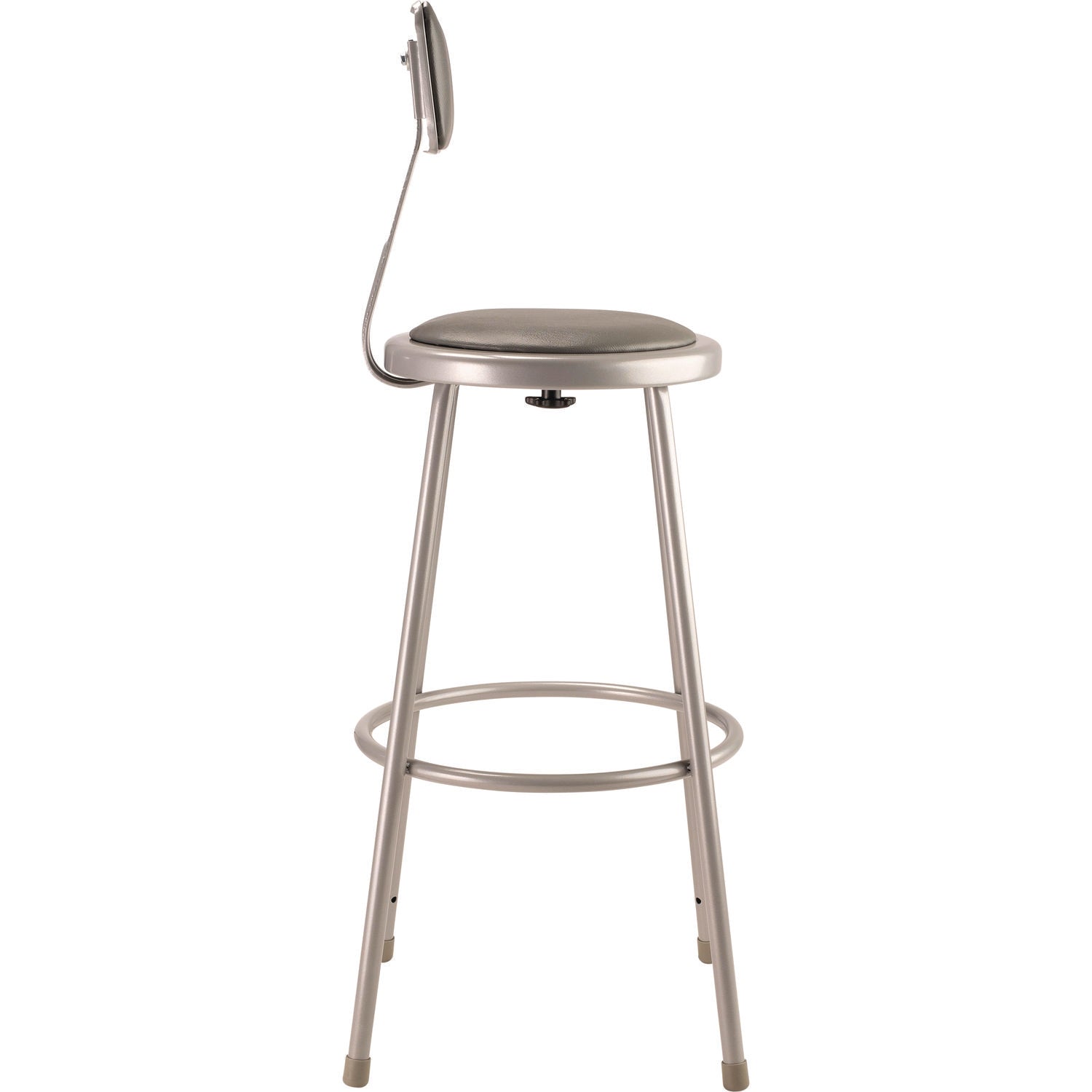 NPS® 6400 Series Heavy Duty Vinyl Padded Stool With Backrest, Supports 500 lb, 30" Seat Height, Gray Seat, Gray Back, Gray Base