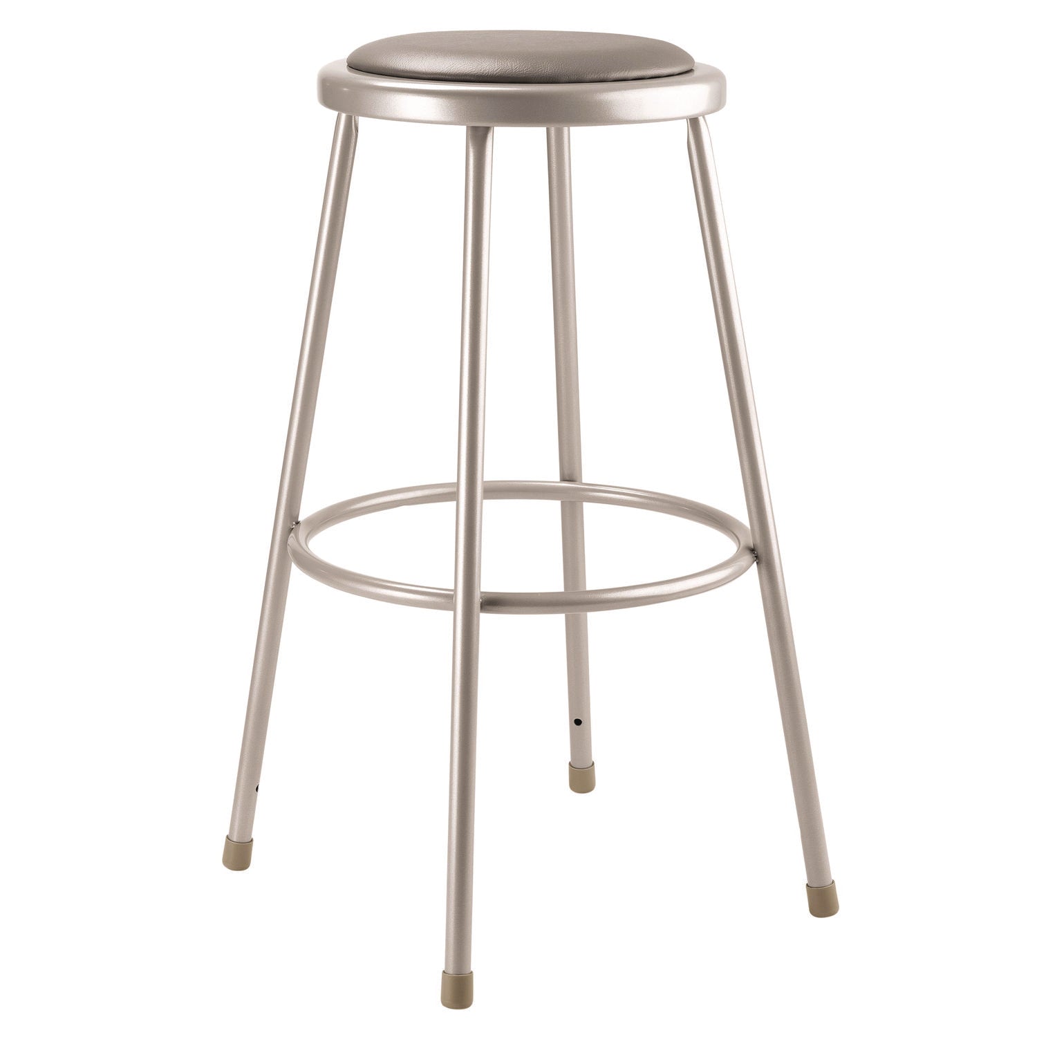 NPS® 6400 Series Fixed Height Heavy Duty Vinyl Padded Steel Stool, Backless, Supports 500 lb, 30" Seat Height, Gray Seat/Base