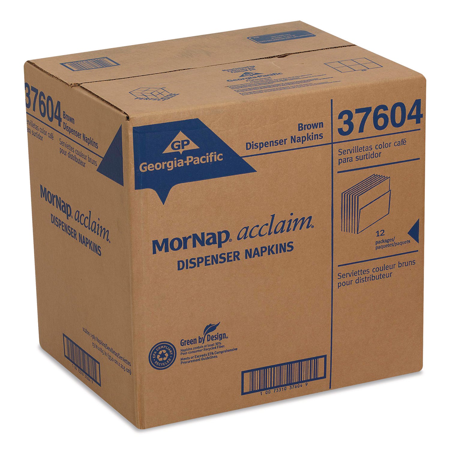 Dixie® Interfold Napkin Refills, 1-Ply, 13 x 8.5, Brown, 900 Napkins/Pack, 12 Packs/Carton