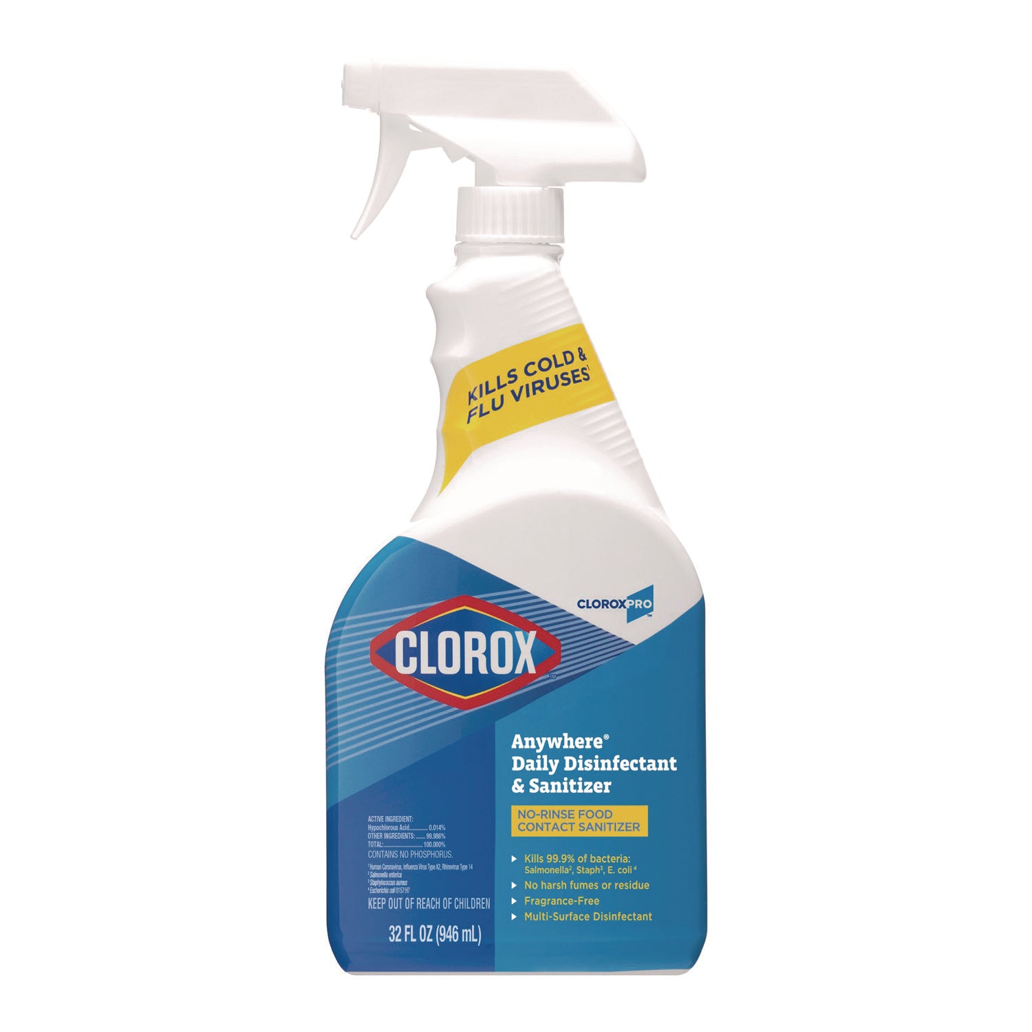 Clorox® Anywhere Daily Disinfectant and Sanitizer, Unscented, 32 oz Spray Bottle