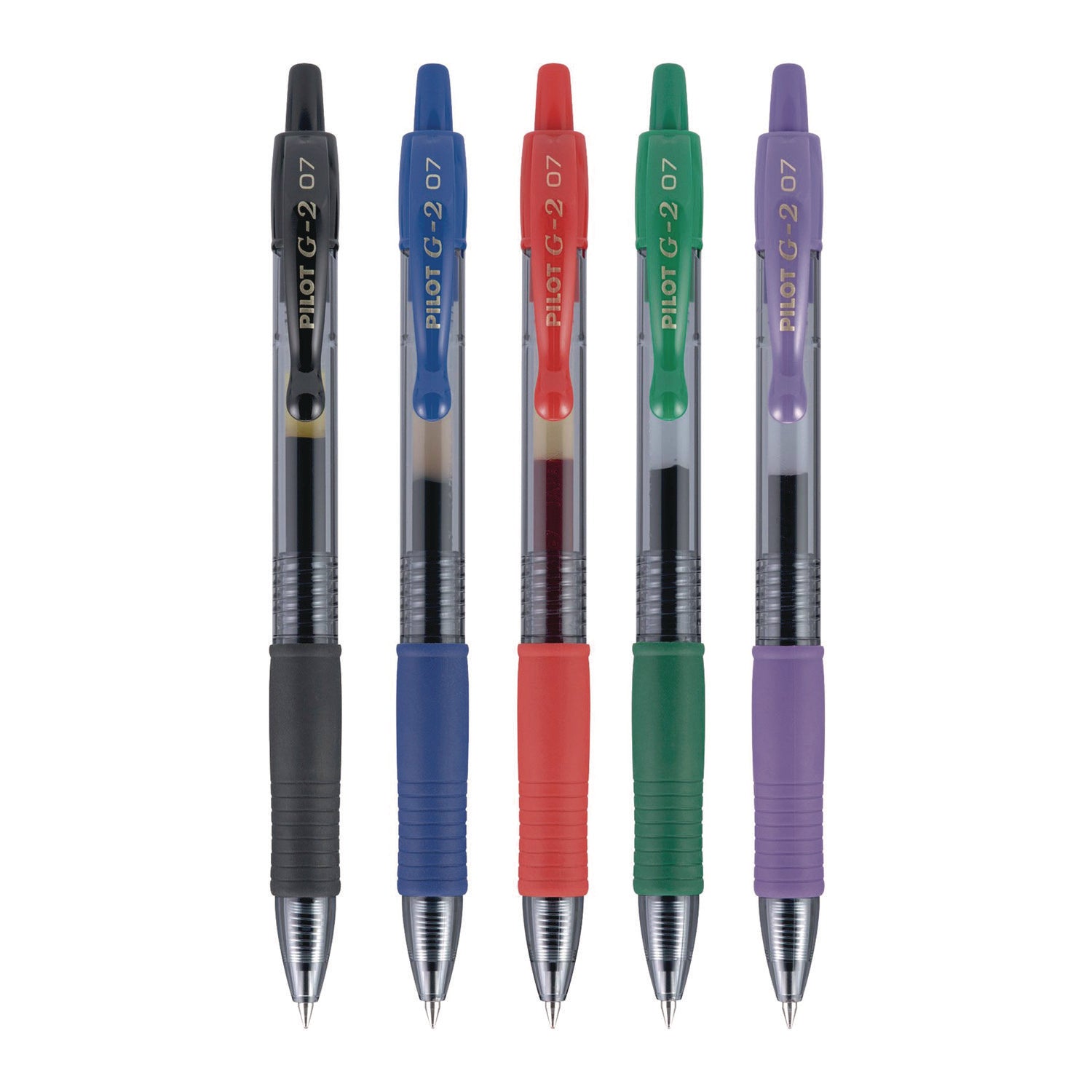 Pilot® G2 Premium Gel Pen, Retractable, Fine 0.7 mm, Assorted Ink and Barrel Colors, 5/Pack