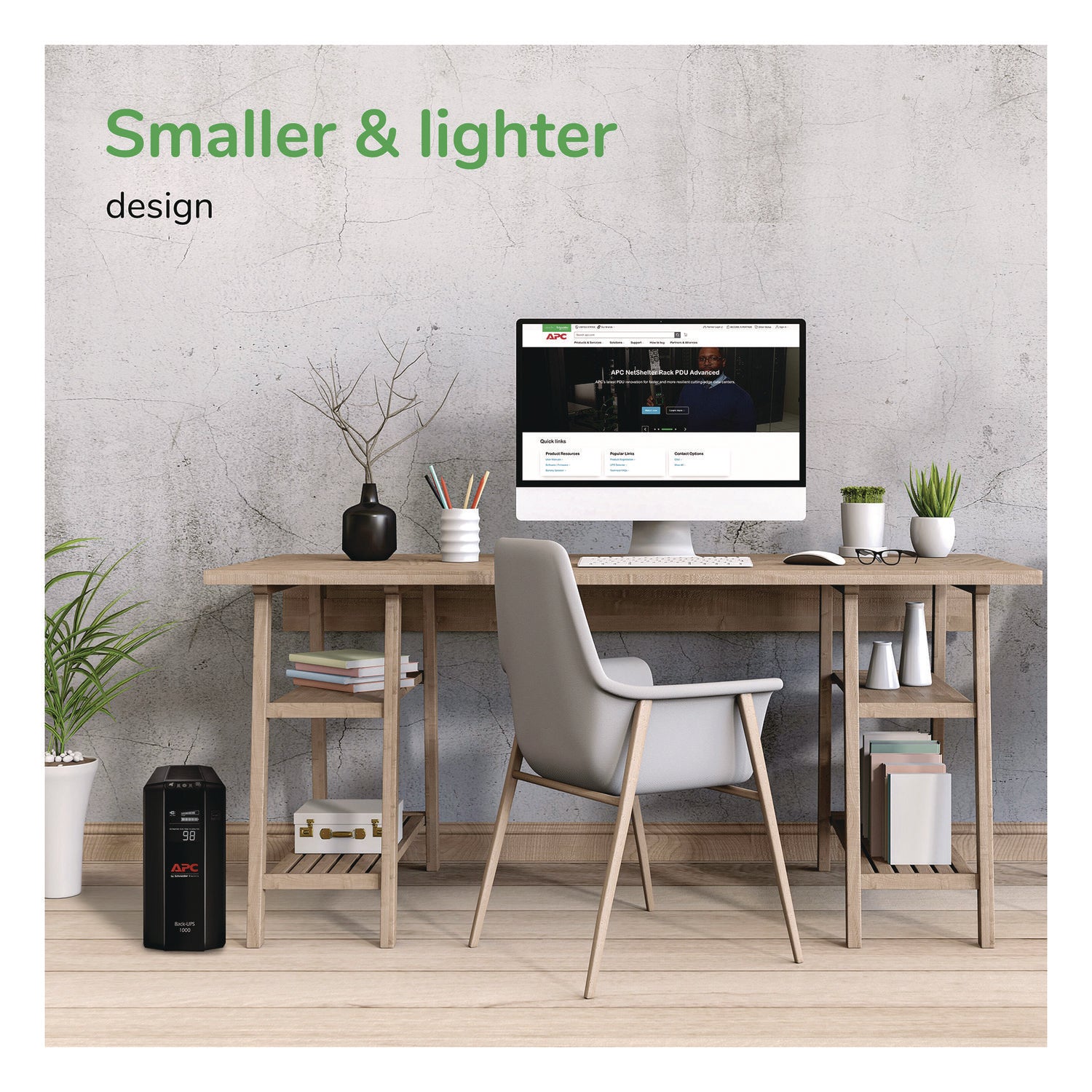 APC® Back-UPS Pro Compact Tower LCD Battery Backup and Surge Protector with USB, 1,000 VA, 8 Outlets, 1,103 J