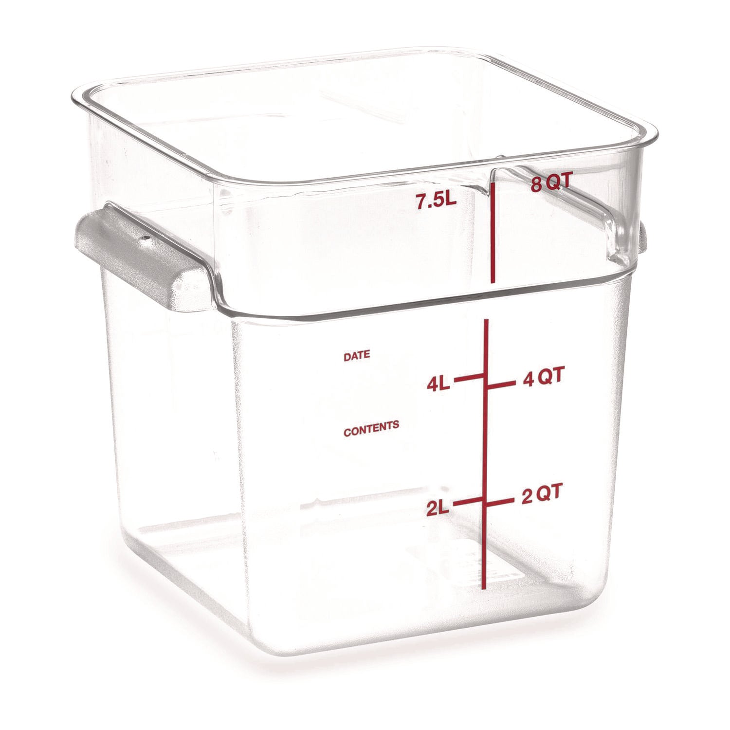 Carlisle Squares Polycarbonate Food Storage Container, 8 qt, 8.75 x 8.75 x 9, Clear, Plastic