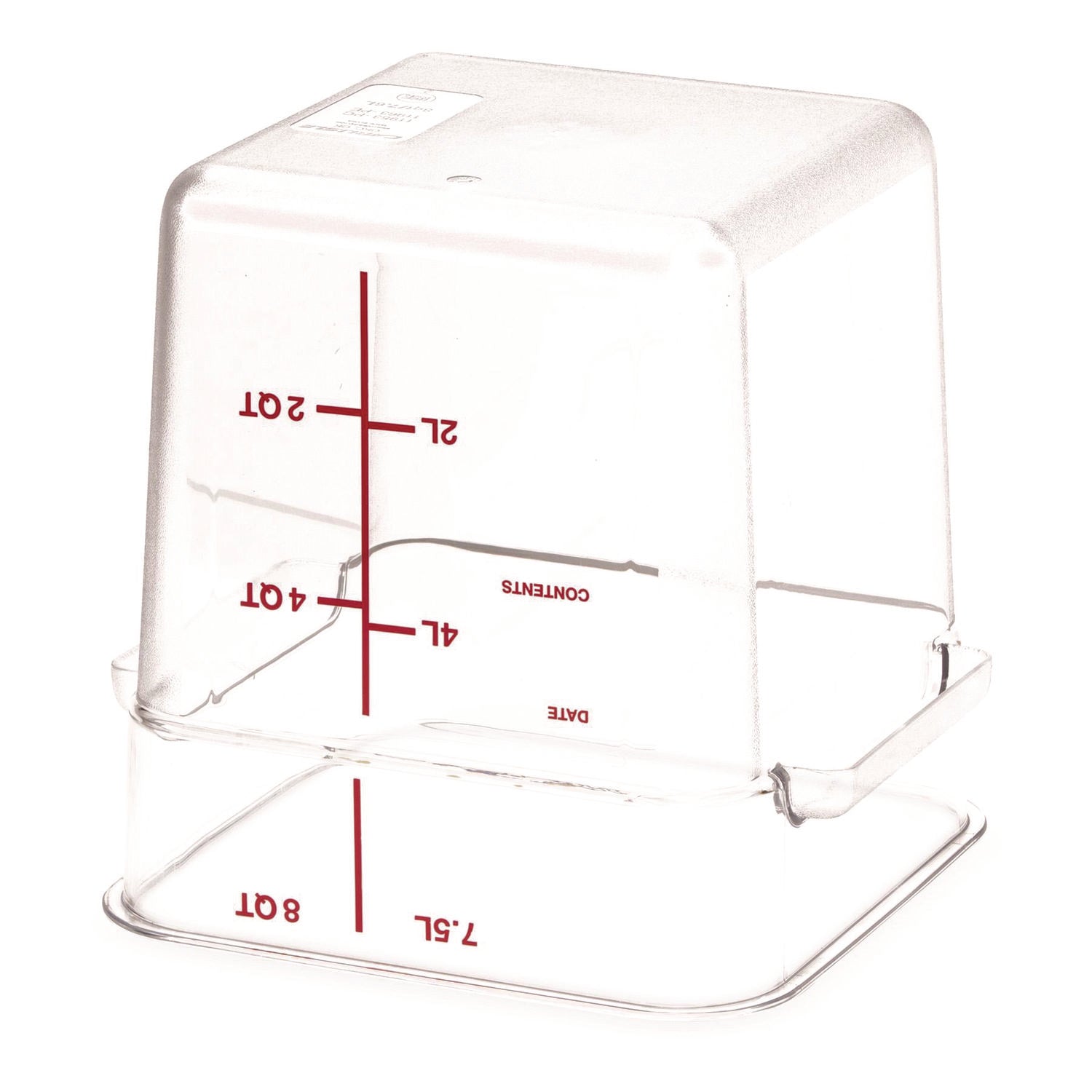 Carlisle Squares Polycarbonate Food Storage Container, 8 qt, 8.75 x 8.75 x 9, Clear, Plastic