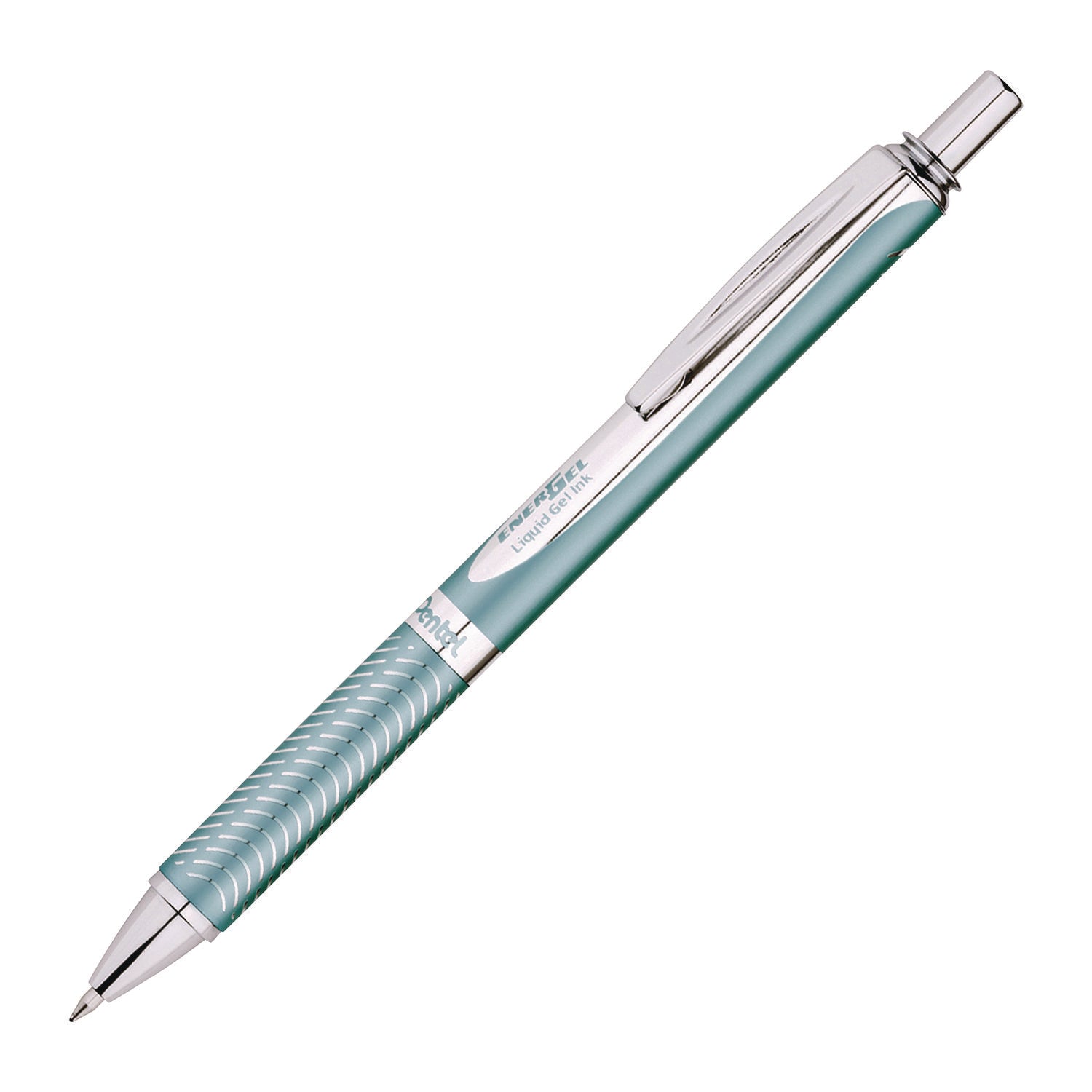 Pentel® EnerGel Alloy RT Gel Pen, Retractable, Medium 0.7 mm, Black Ink, Blue/Aluminum Barrel