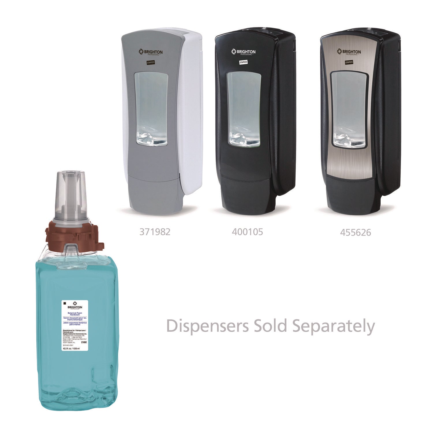Brighton Professional™ ADX Foaming Hand Soap Refills, Botanical Scent, 1,250 mL, 3/Carton
