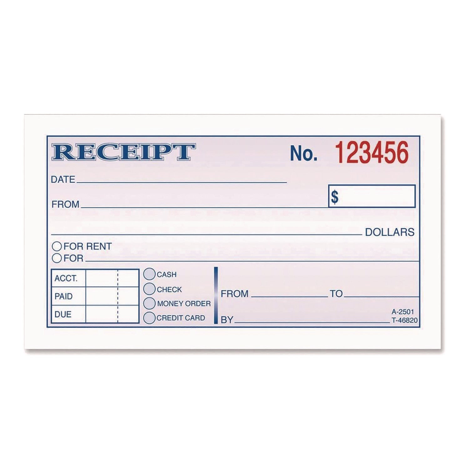 Adams® Money/Rent Receipt Book, Two-Part Carbonless, 4.88 x 2.75, 50 Forms Total