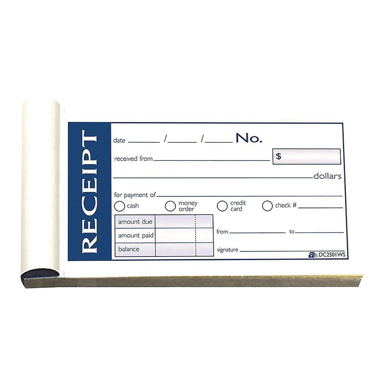 Adams® Write 'n Stick Receipt Book, Two-Part Carbonless, 4.88 x 2.75, 50 Forms Total