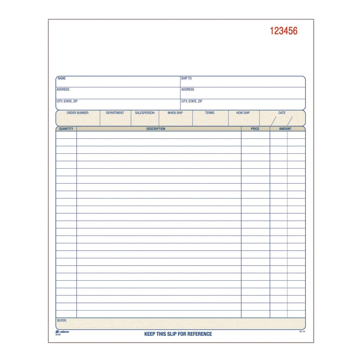 Adams® Multipart Sales Order Pad, Two-Part Carbonless, 8.38 x 10.19, 50 Forms Total