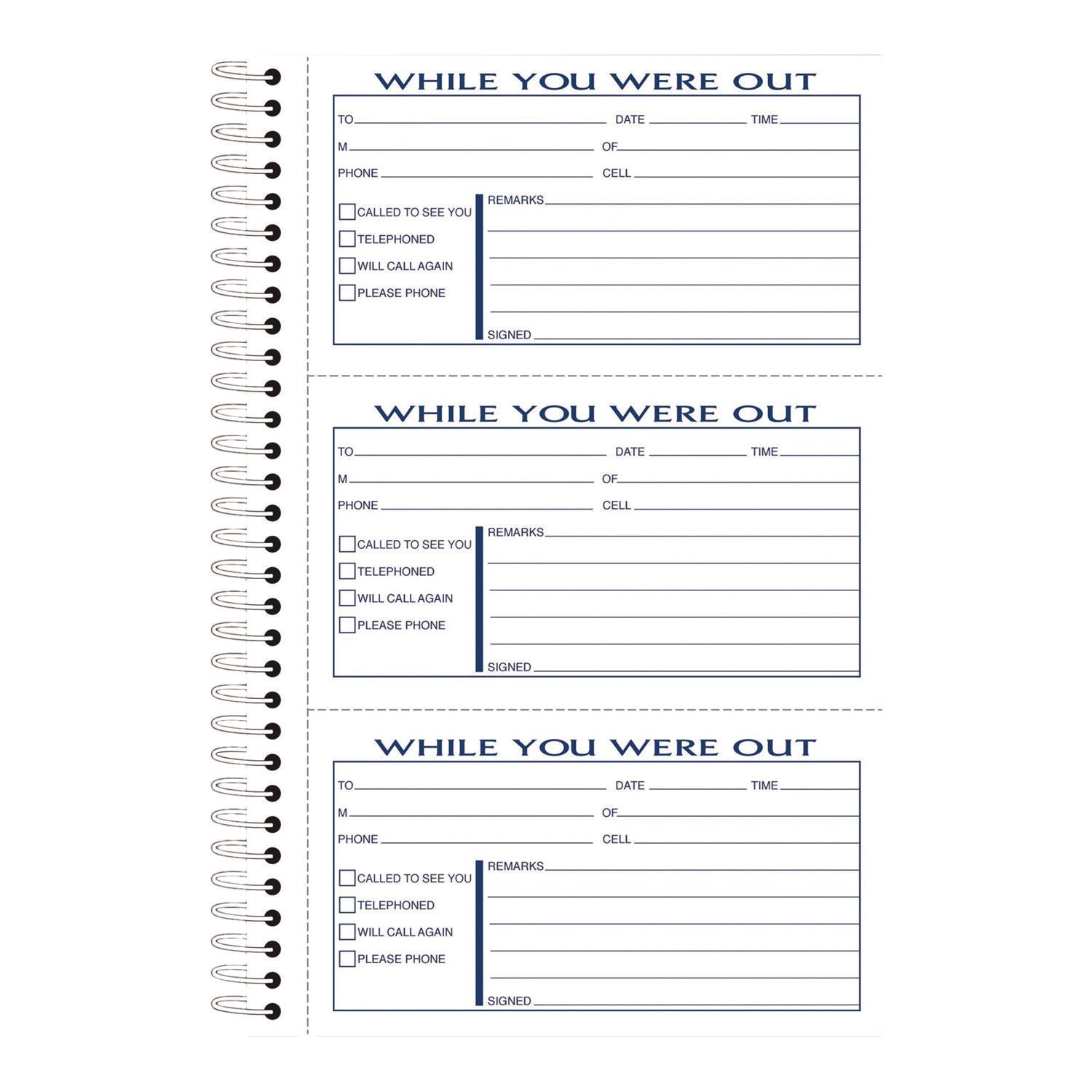 Adams® While You Were Out Messages Book, Two-Part Carbonless, 5 x 2.83, 3 Forms/Sheet, 300 Forms Total