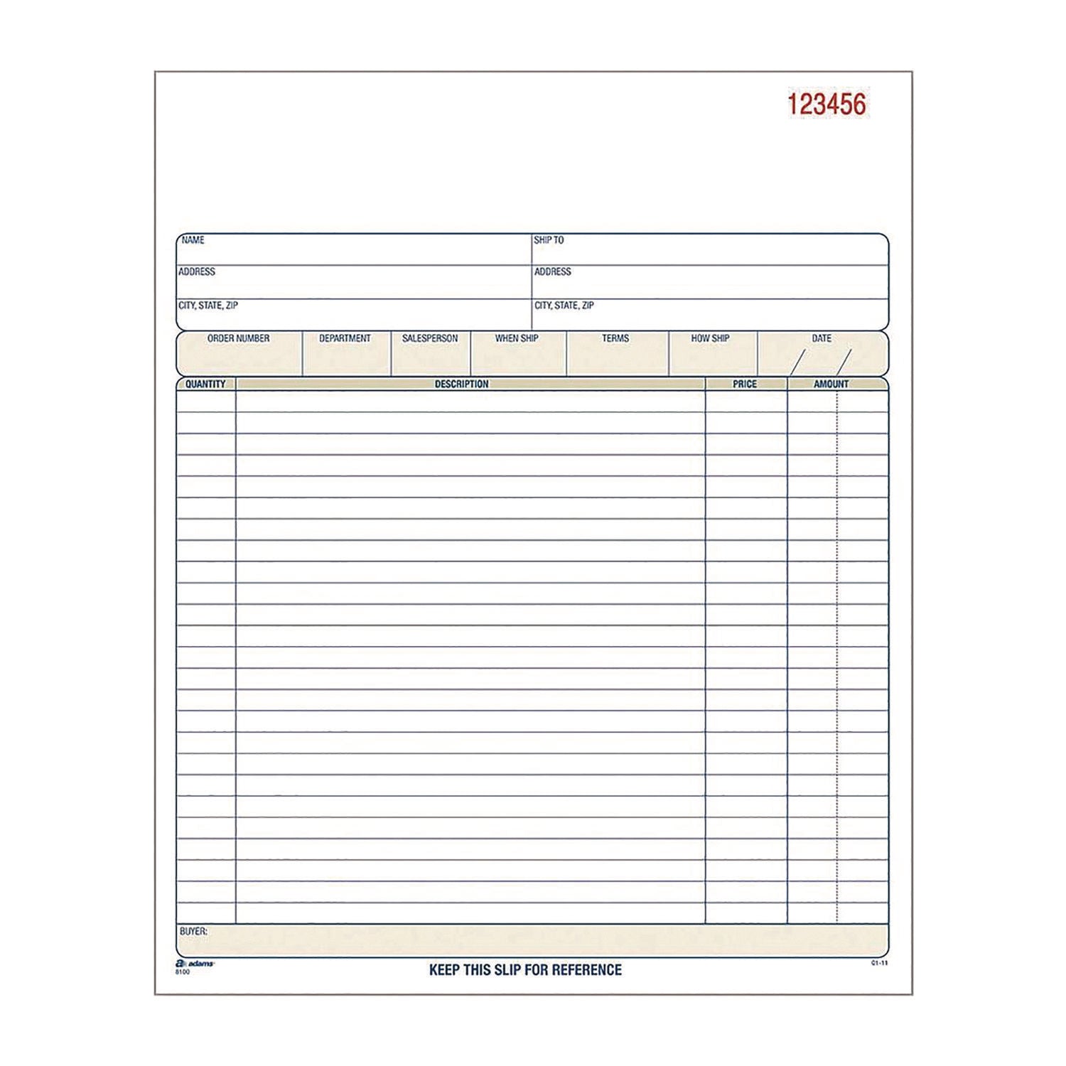 Adams® Multipart Sales Order Pad, Three-Part Carbonless, 8.34 x 10.19, 50 Forms Total
