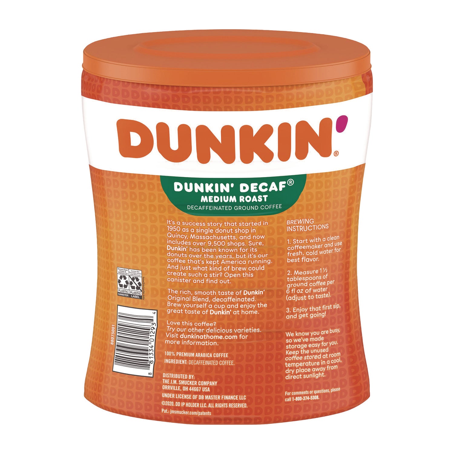 Dunkin'® Original Blend Decaf Coffee, 30 oz Canister
