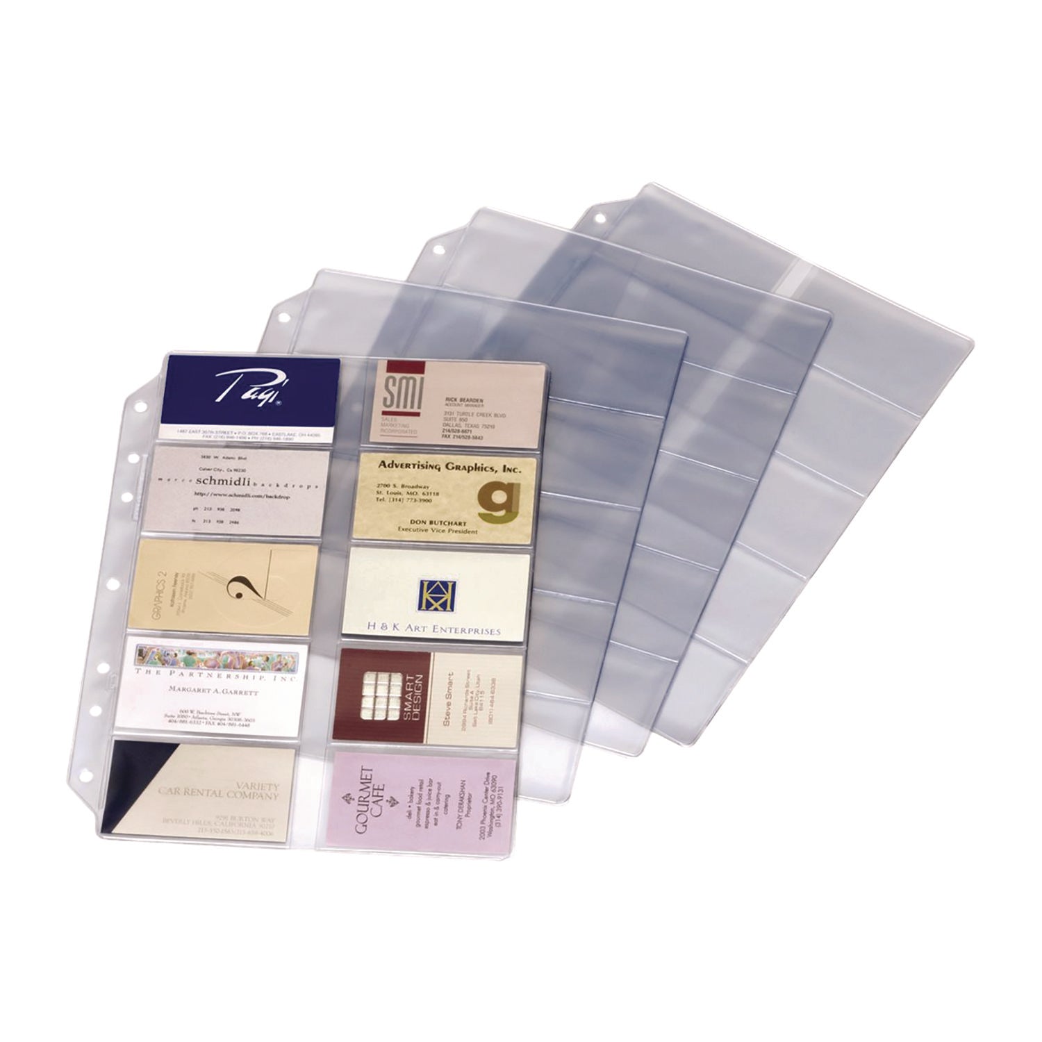 Cardinal® Poly Business Card Refill Pages, Clear, 20 Cards/Sheet, 10 Sheets/Pack