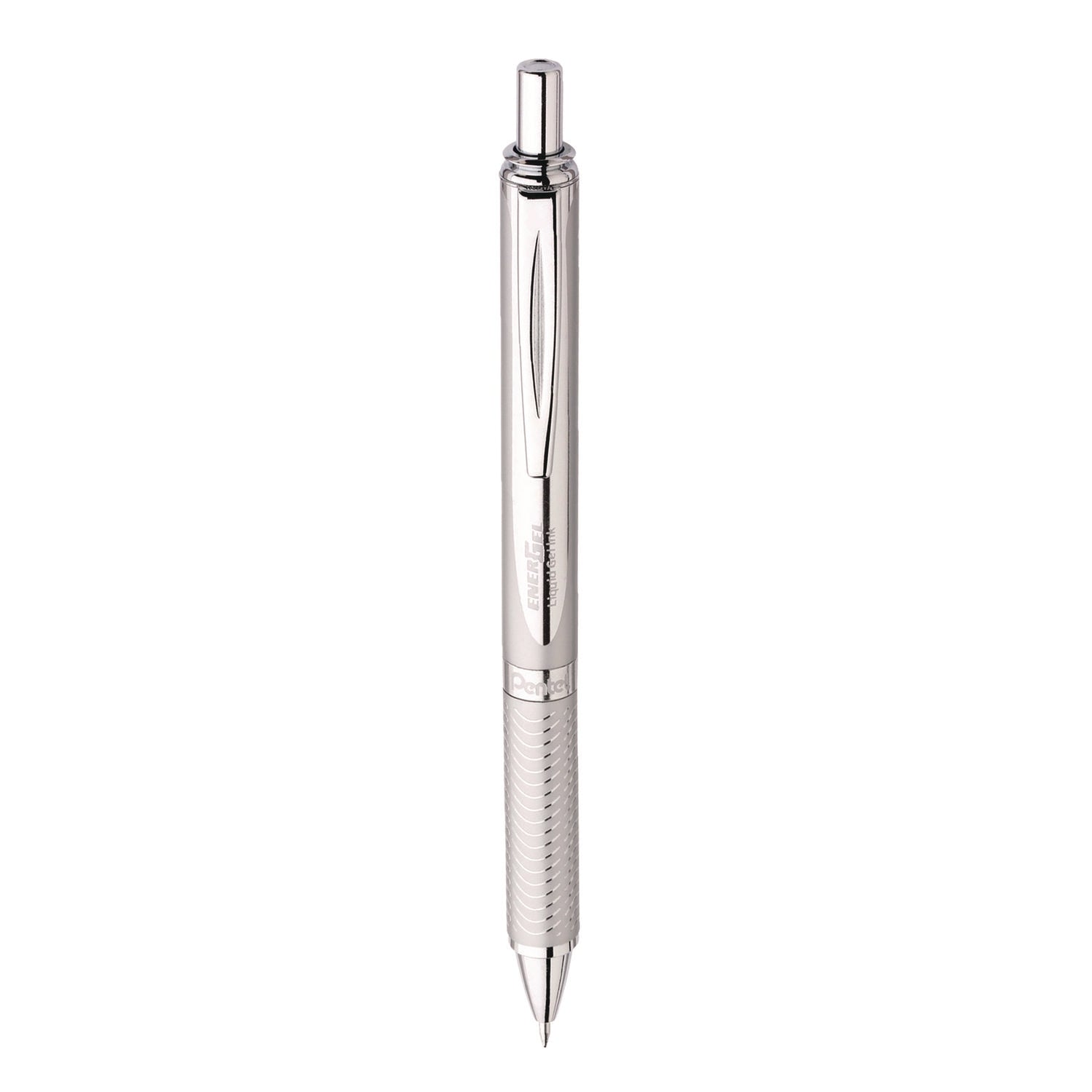 Pentel® EnerGel Alloy RT Gel Pen, Retractable, Medium 0.7 mm, Black Ink, Polished Aluminum Barrel