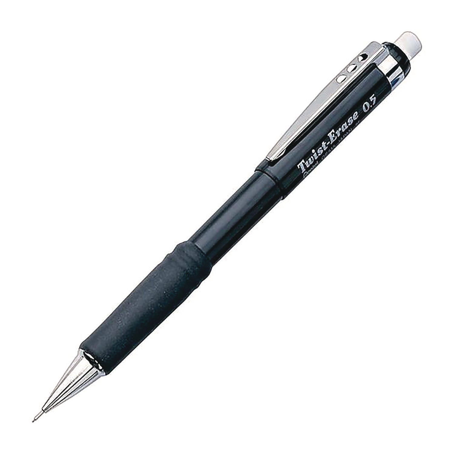 Pentel® Twist-Erase III Mechanical Pencil, 0.5 mm, HB (#2), Black Lead, Black/Blue Barrel, 2/Pack