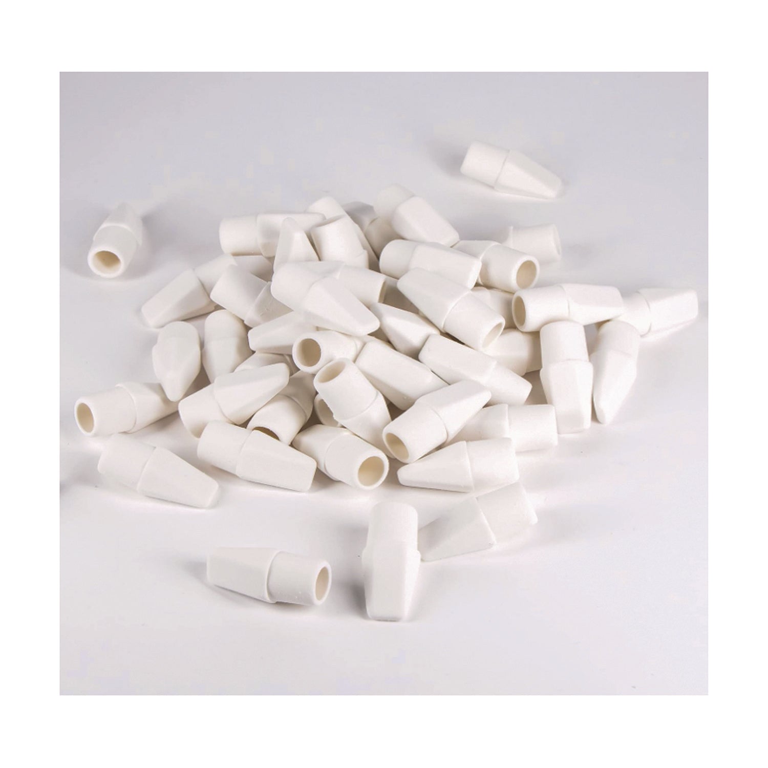 Pentel® Hi-Polymer Eraser Assortment, (4) Pencil Caps/(1) Large Block/(1) Small Block, White, 6/Pack