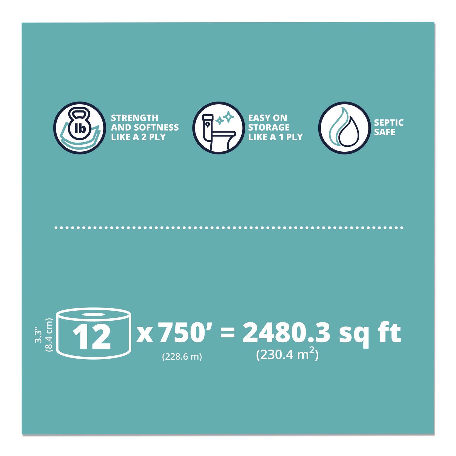 Papernet® HyTech Seas Mini JRT, Septic Safe, 1-Ply, White, 3.3" x 750 ft, 6 Rolls/Carton