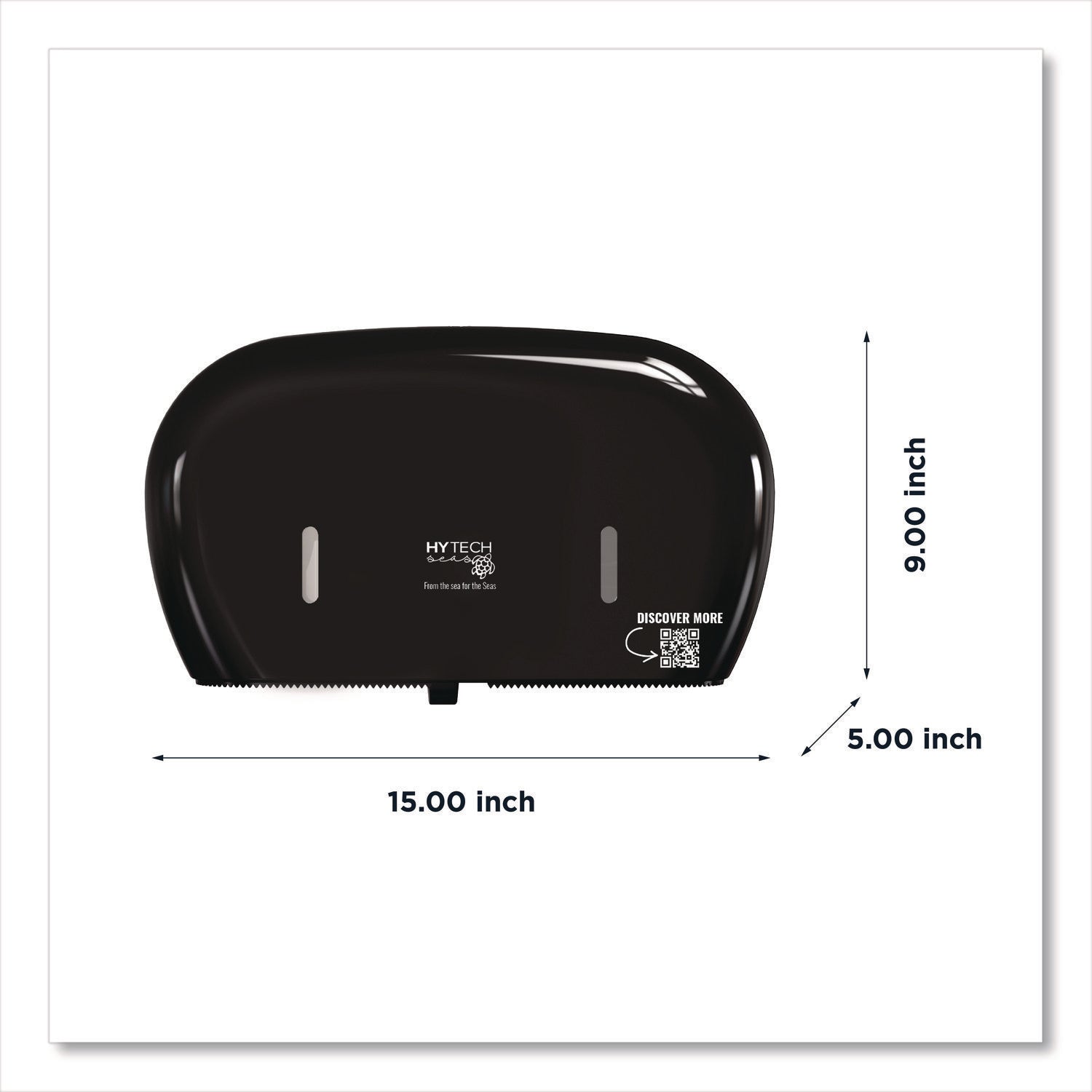 Papernet® HyTech Seas Mini JRT Twin Dispenser, 5.5 x, 15.7 x 9.8, Black