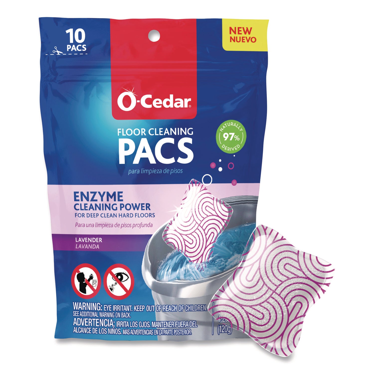 O-Cedar® Cleaning PACS, Lavender Scent, 10/Pack, 8 Packs/Carton