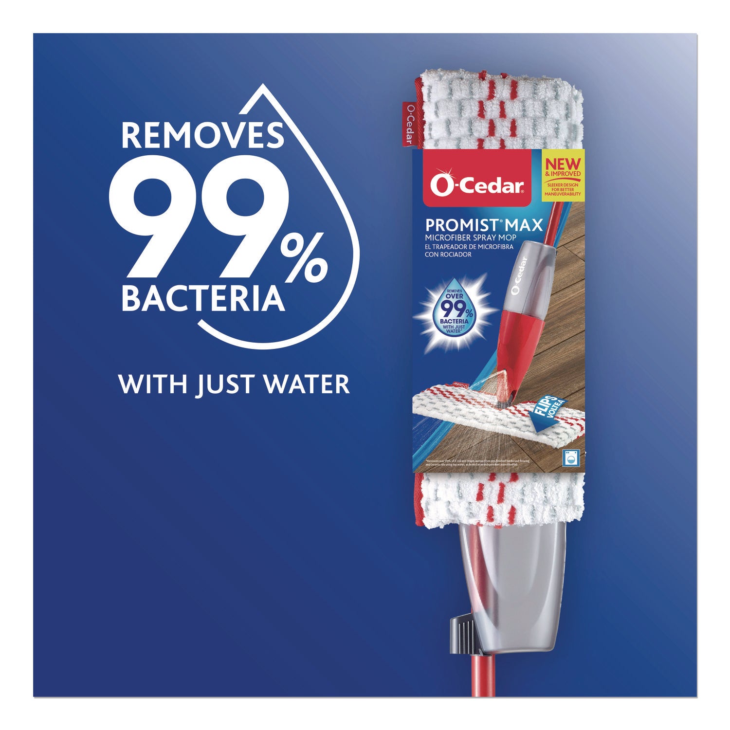 O-Cedar® ProMist MAX Spray Mop, Red/White/Gray Microfiber Head, 48" Red/Black/Gray Plastic Handle