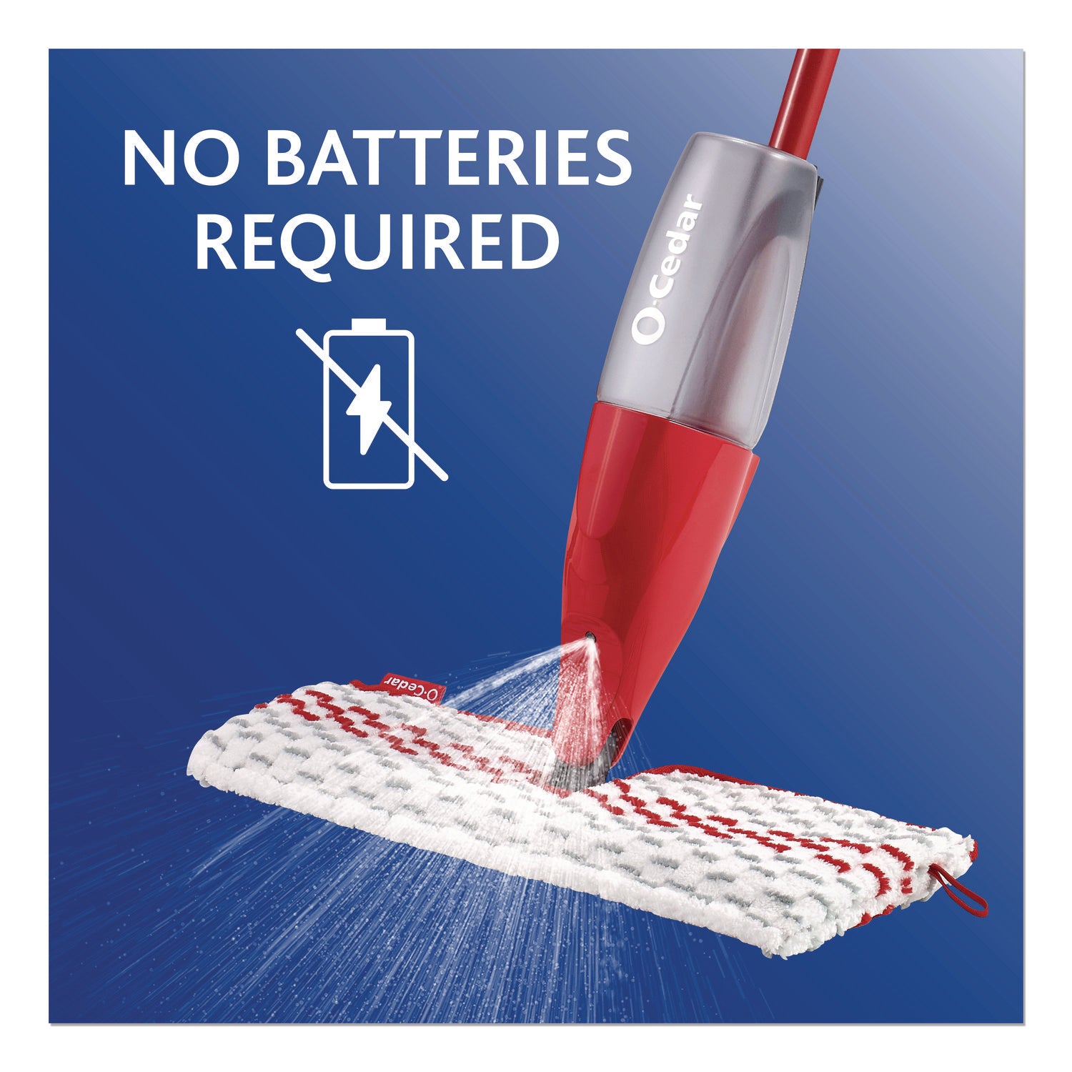 O-Cedar® ProMist MAX Spray Mop, Red/White/Gray Microfiber Head, 48" Red/Black/Gray Plastic Handle