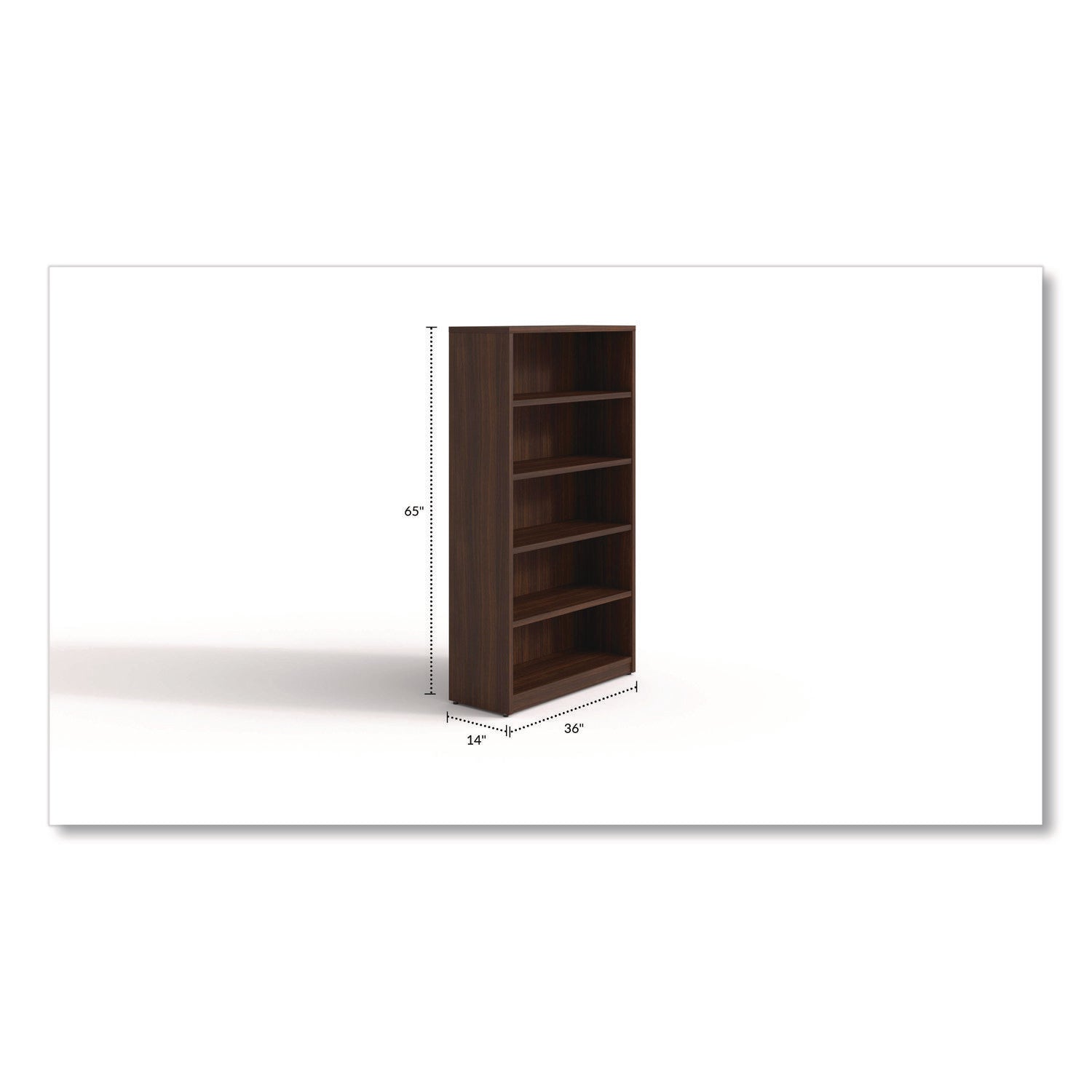 Alera® Alera Seville Bookcase, Five-Shelf, 36" x 14" x 65", Mahogany