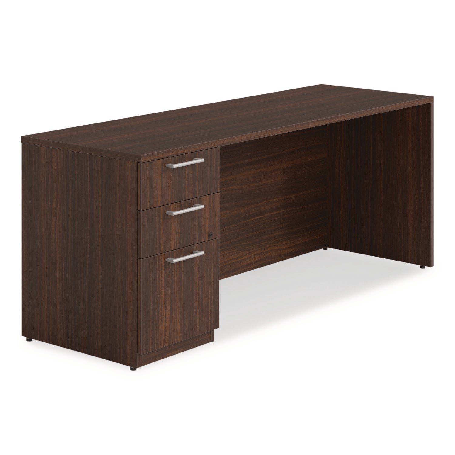 Alera® Alera Seville Series Credenza with Pedestal, Left Pedestal, 72w x 24d x 29h, Mahogany