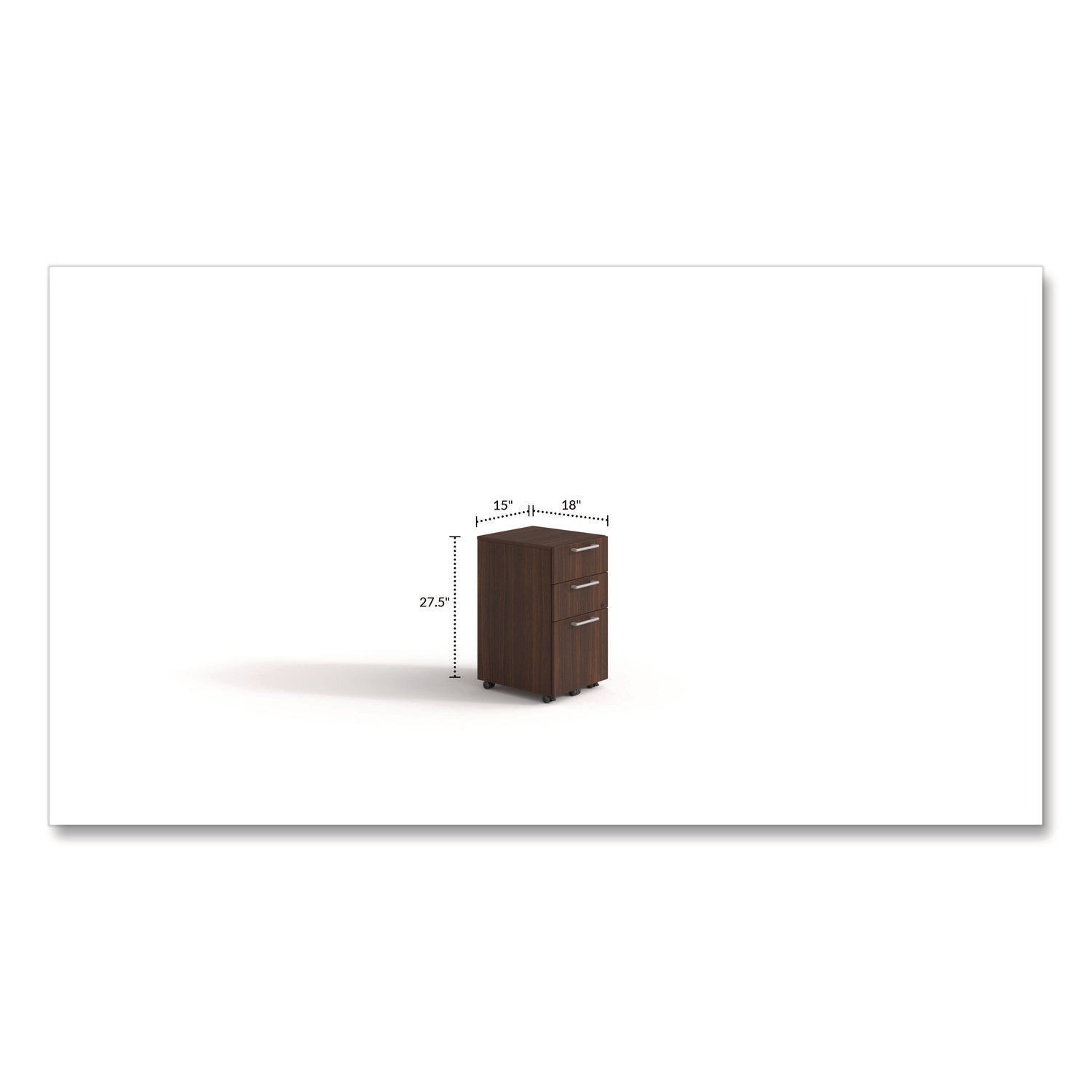 Alera® Alera Seville Series Mobile Pedestal, Left/Right, 3-Drawer: Box/Box/File, Legal, Mahogany, 15" x 18" x 27"