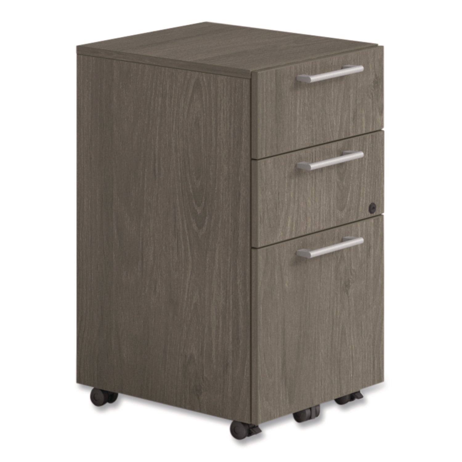 Alera® Alera Seville Series Mobile Pedestal, Left/Right, 3-Drawer: Box/Box/File, Legal, Walnut, 15" x 18" x 27"