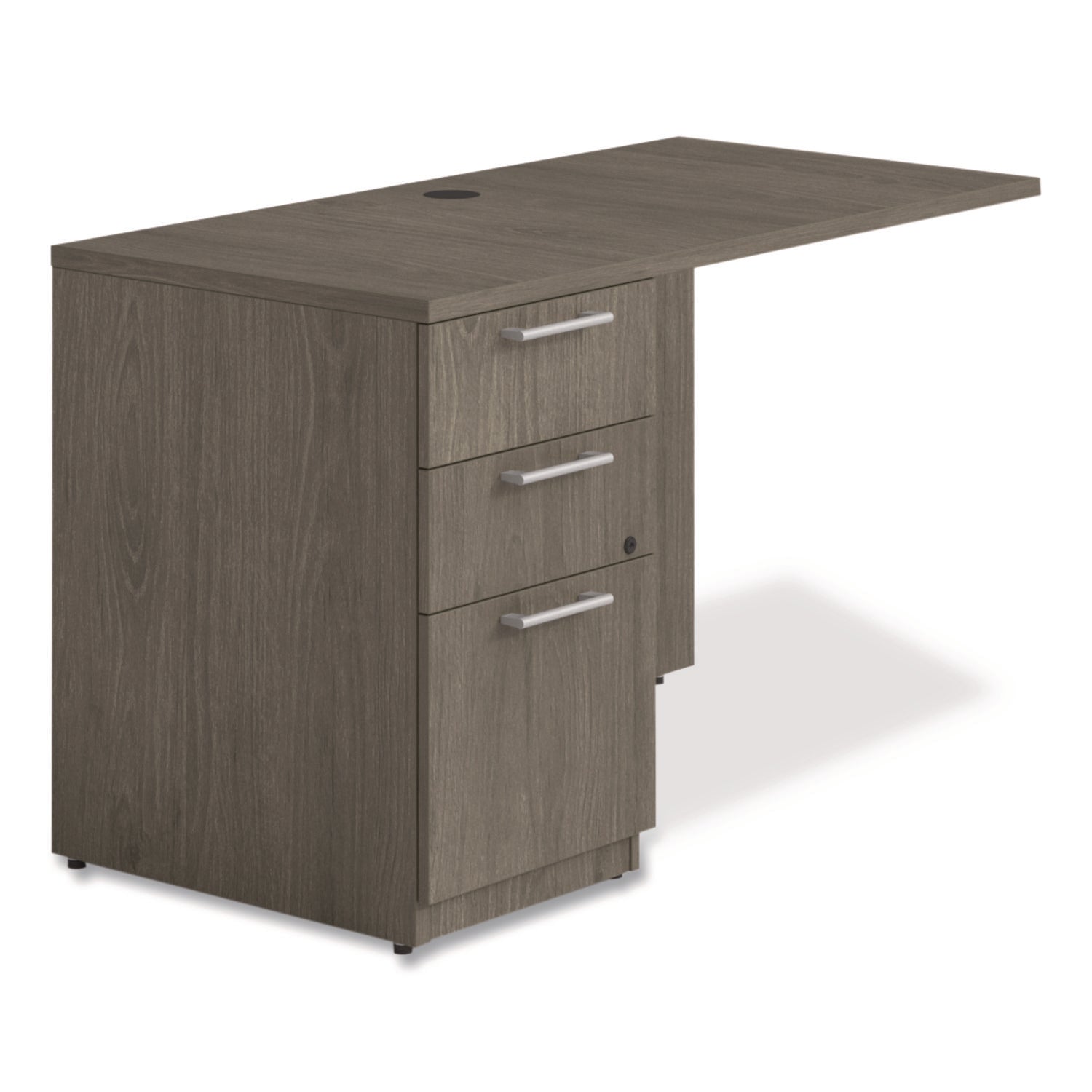 Alera® Seville Desk Return with Pedestal, Left, 48" x 24" x 29", Walnut
