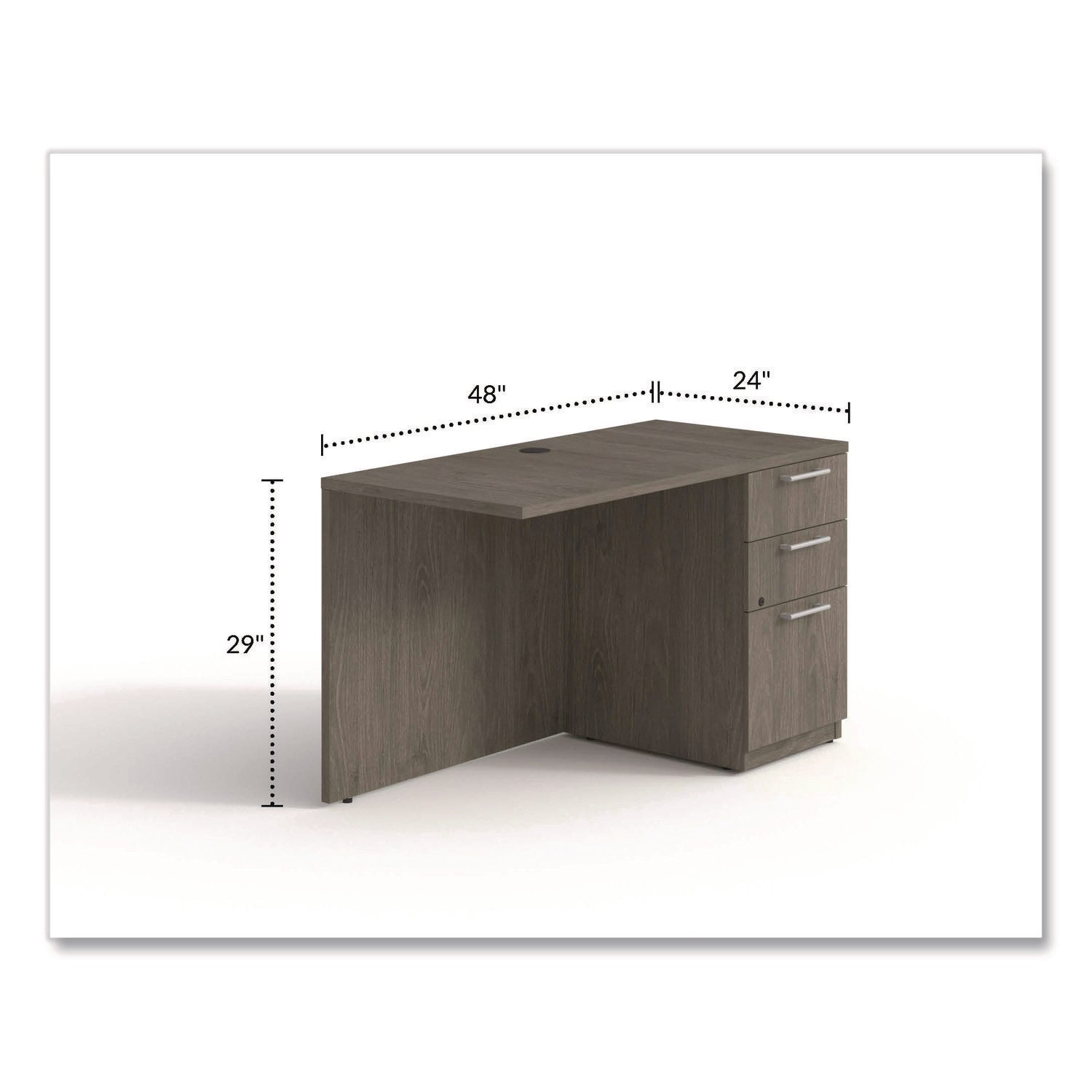Alera® Seville Desk Return with Pedestal, Right, 48" x 24" x 29", Walnut