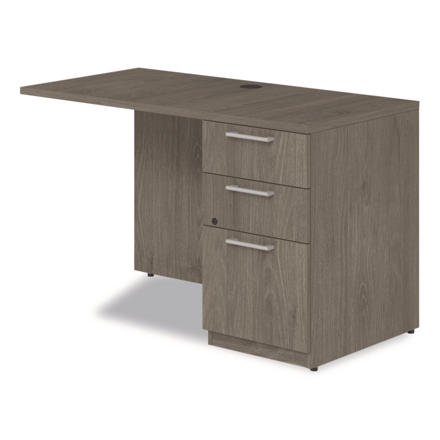 Alera® Seville Desk Return with Pedestal, Right, 48" x 24" x 29", Walnut
